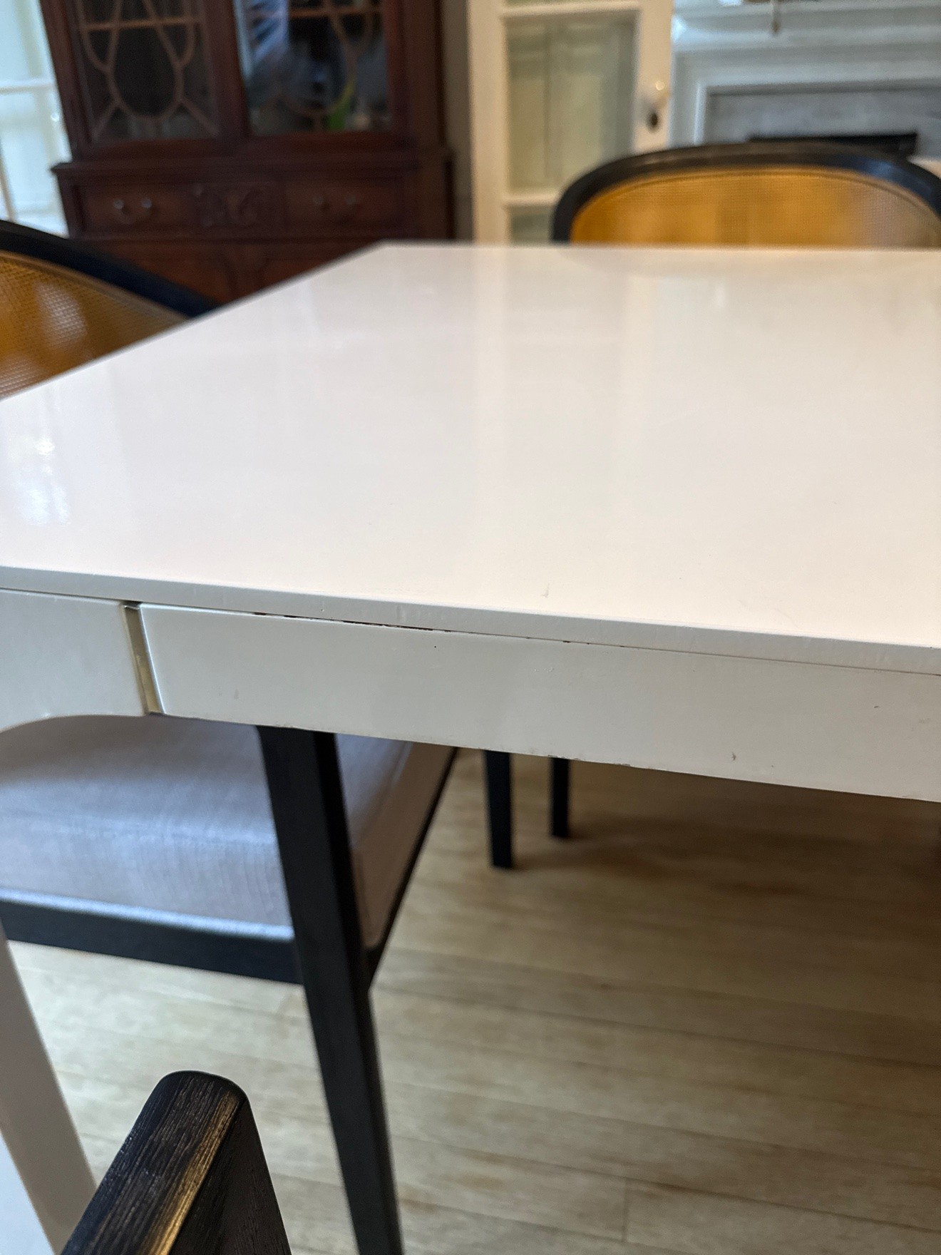 CB2 white lacquer dining table, seats 8 — table only - photo 4