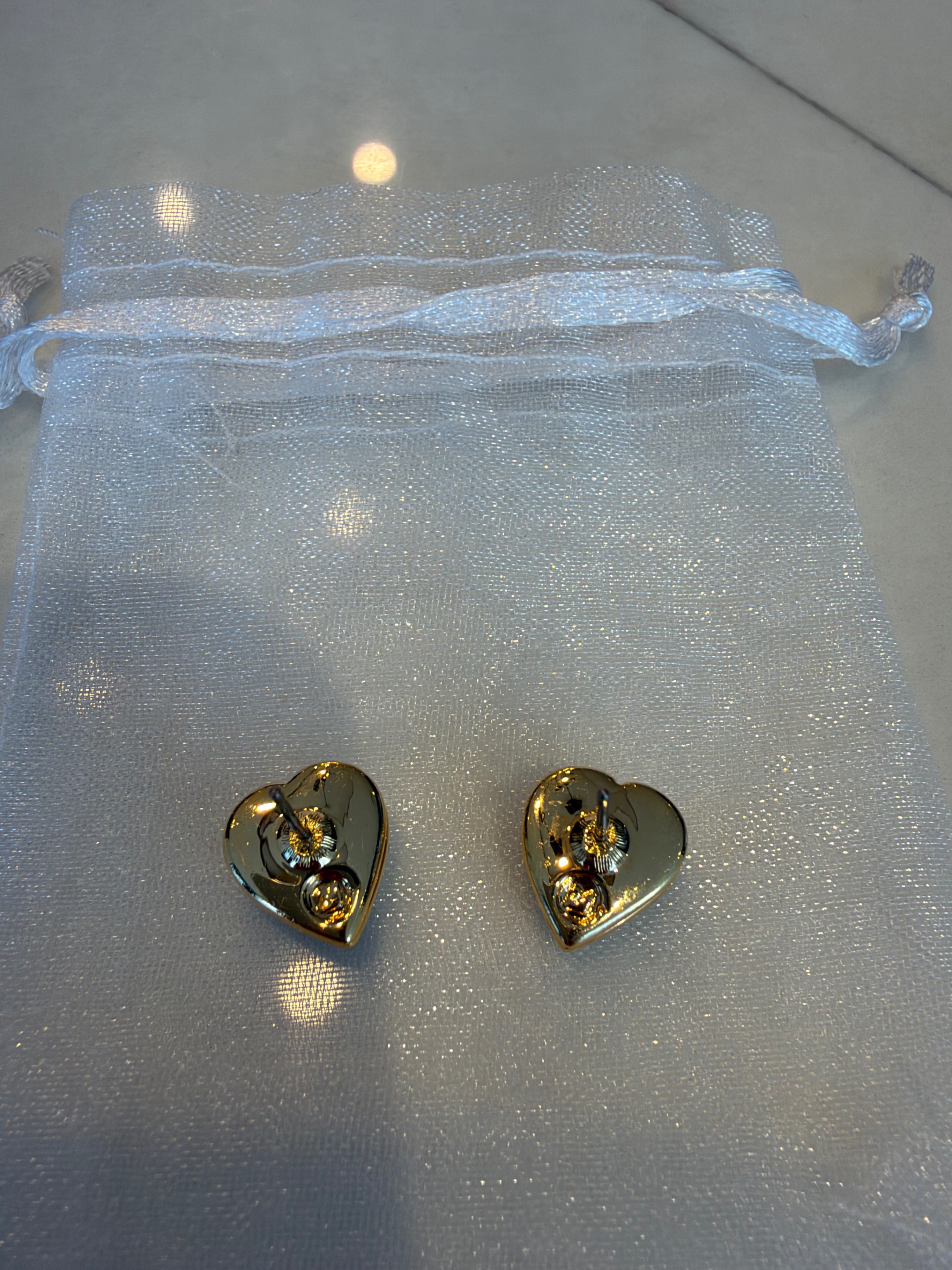Vintage Swarovski Pave Crystal Heart Stud Earrings - photo 3