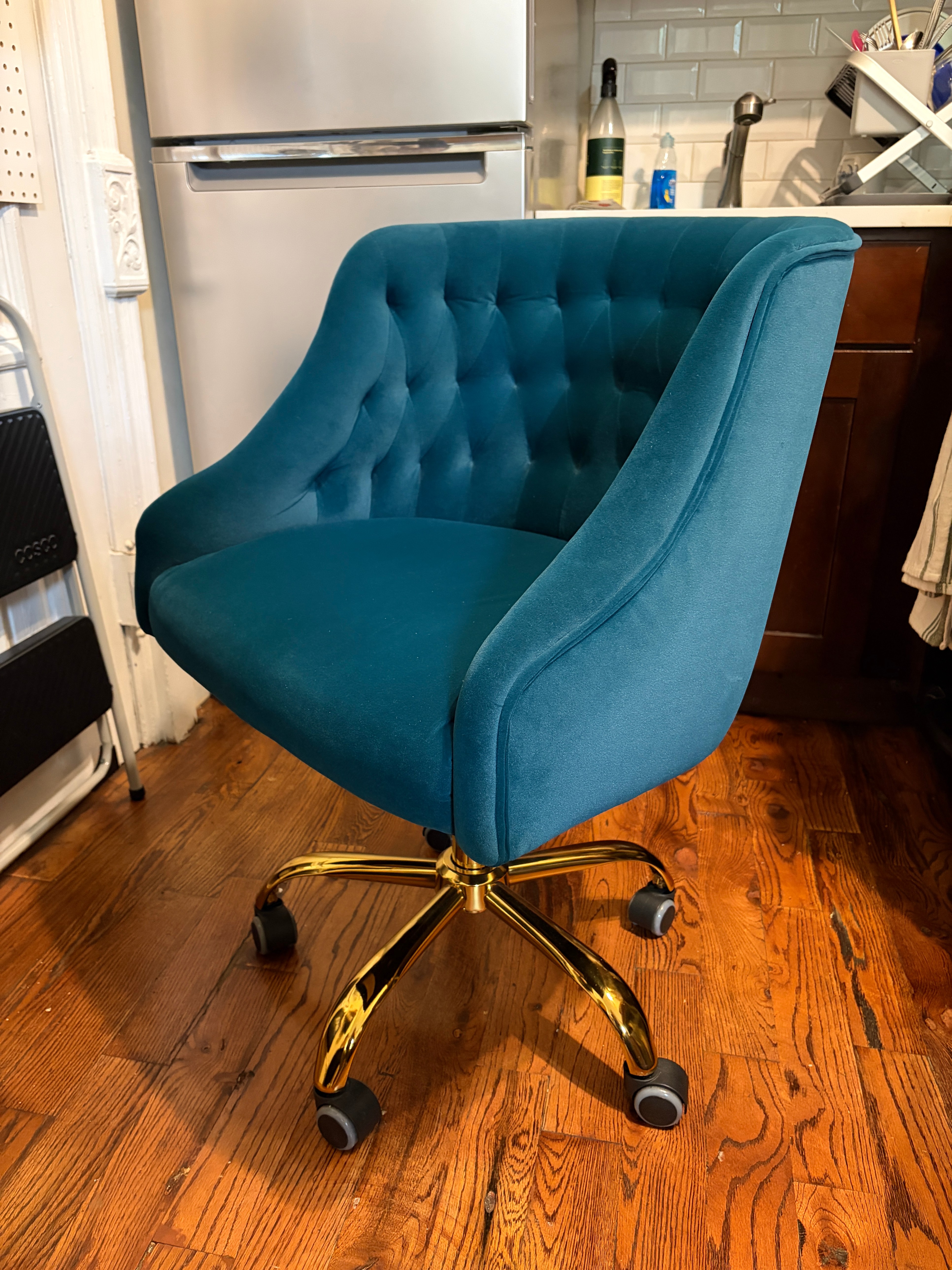 Turquoise Velvet Desk Chair - photo 2