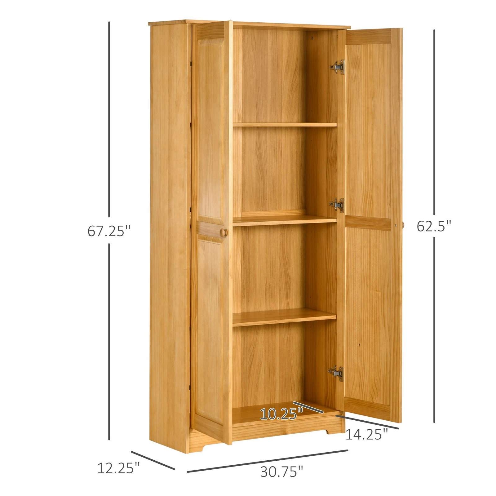 Free-Standing Wood Storage Cabinet, 6 Adjustable Shelves - photo 2