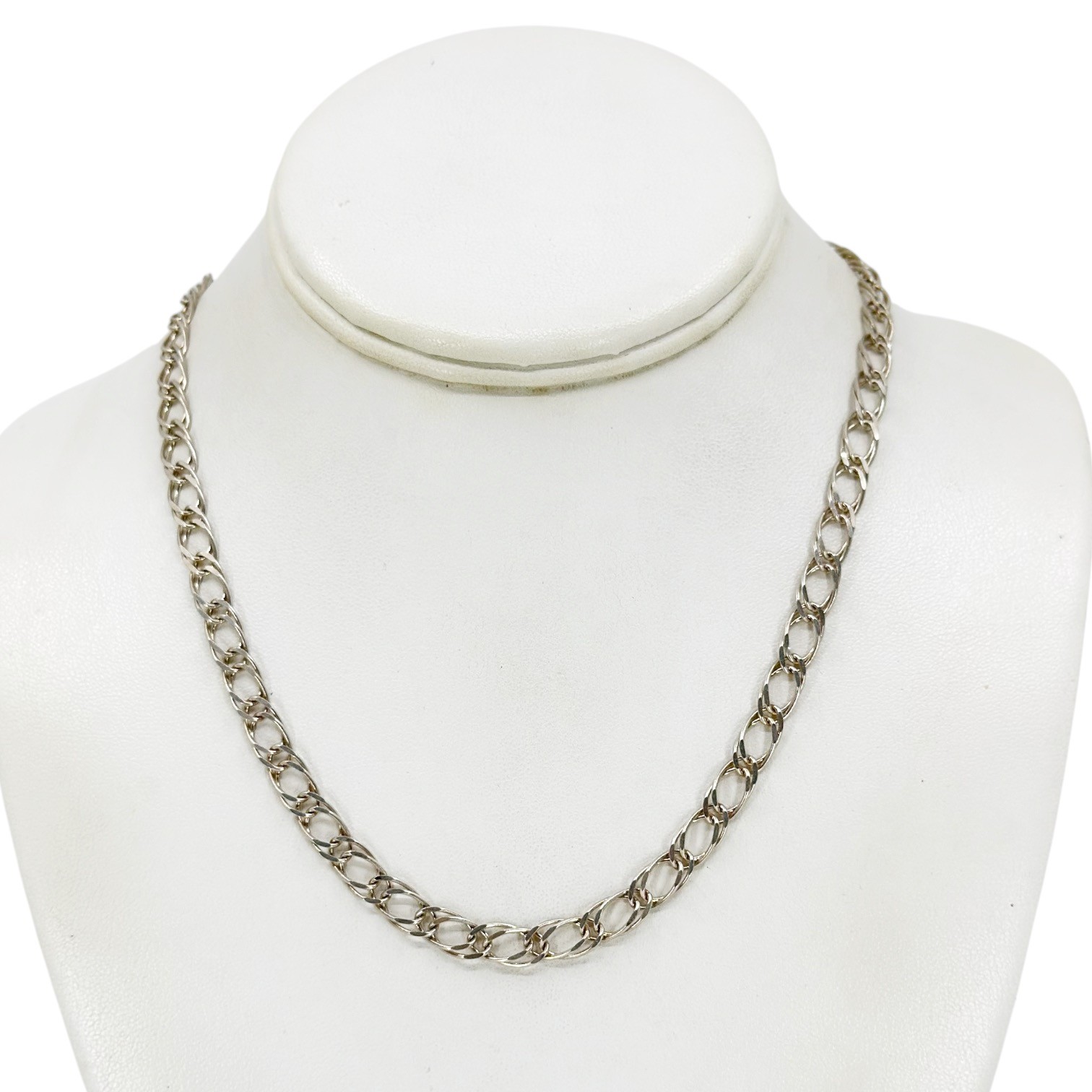 vintage sterling silver double curb link chain necklace - GM1054 - photo 3