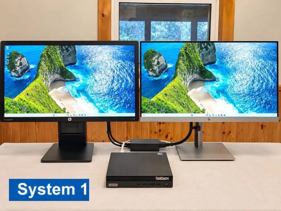 Lenovo M70q 13th-Gen i5 Dual Monitor Setup