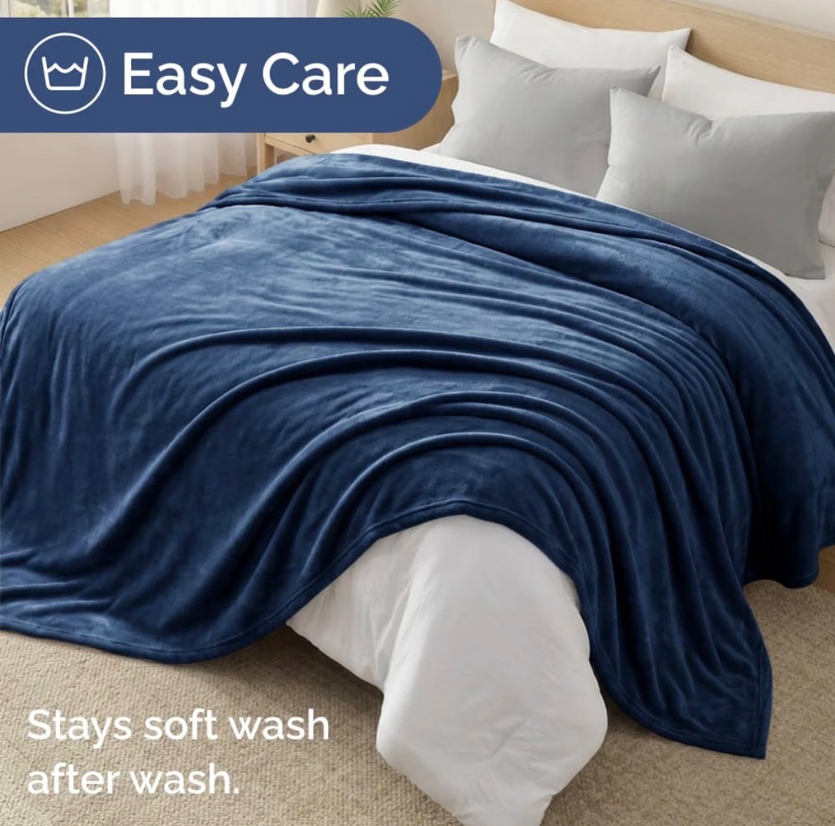 Queen Fleece Blanket Ultra-Soft Warm, Navy