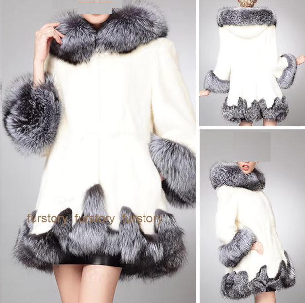 Beautiful Fur coat -White with Gray finish - NEW! - photo 5