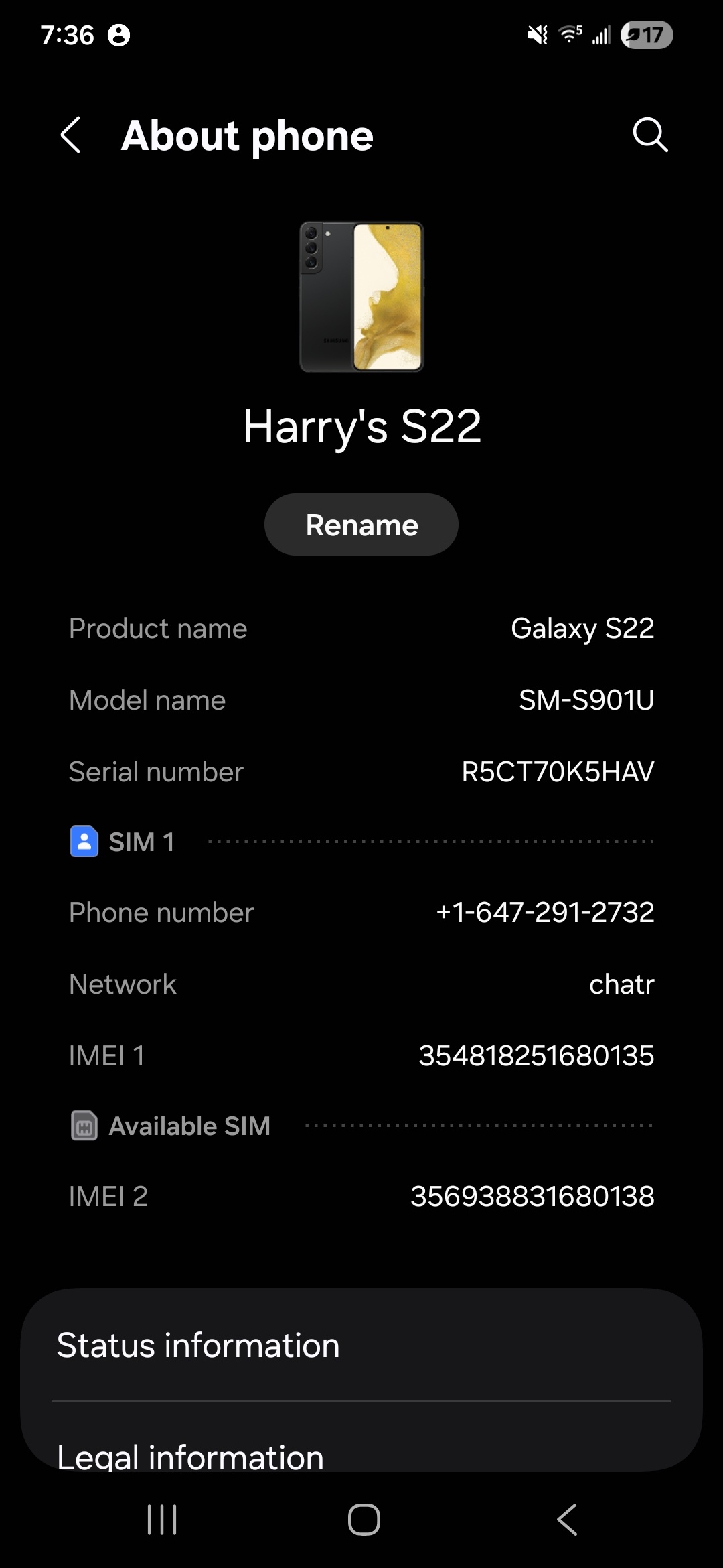 Samsung Galaxy S22 256GB Black 210 obo