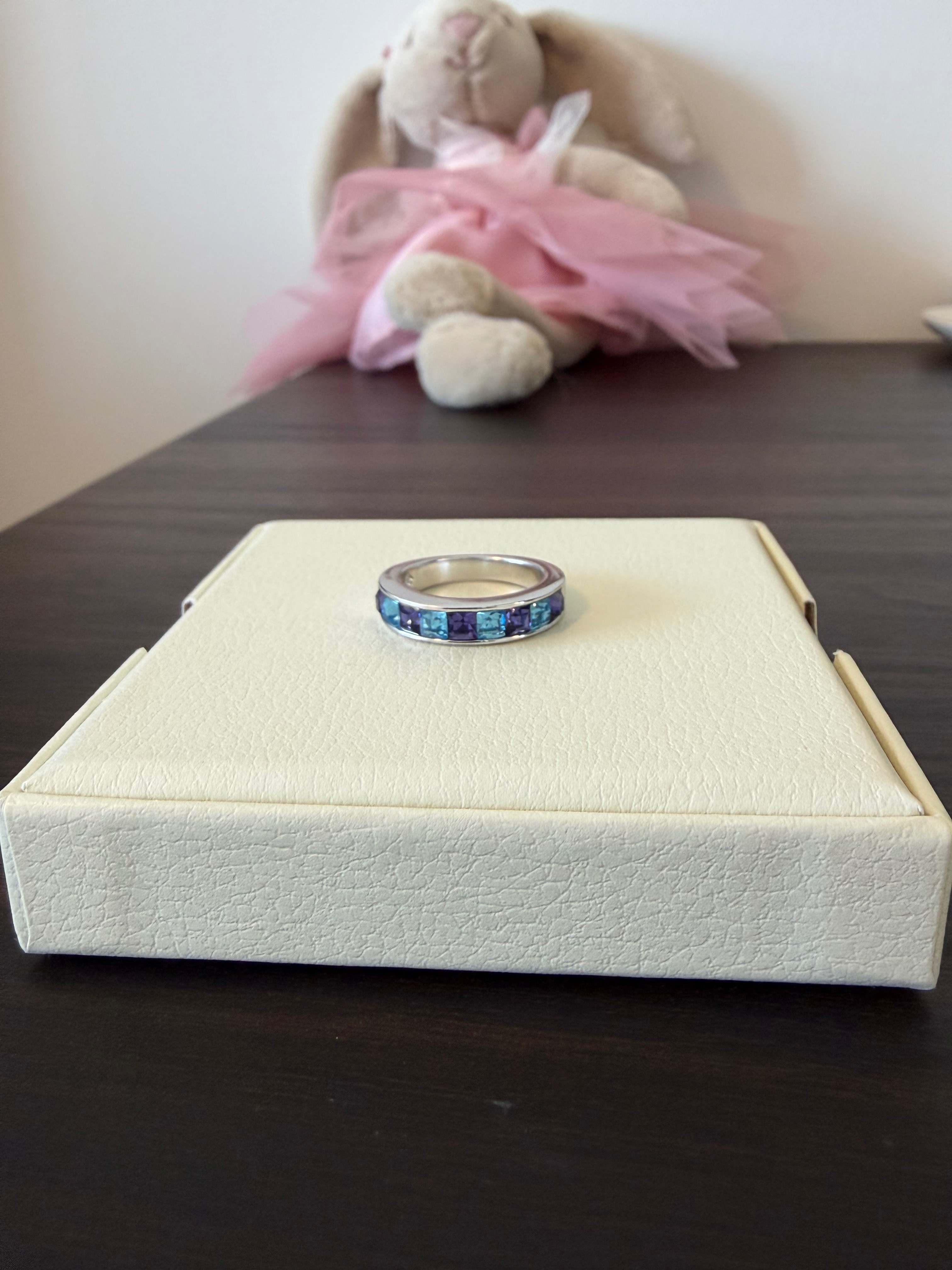 Swarovski Blue Purple Half Eternity Band Ring Size 52 (5.75) - photo 3