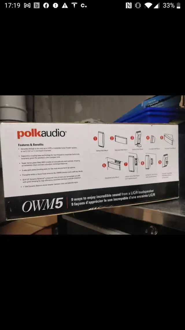 NEW Polk Audio OWM5 Home Theatre Speakers - Pair, Never Used - photo 3