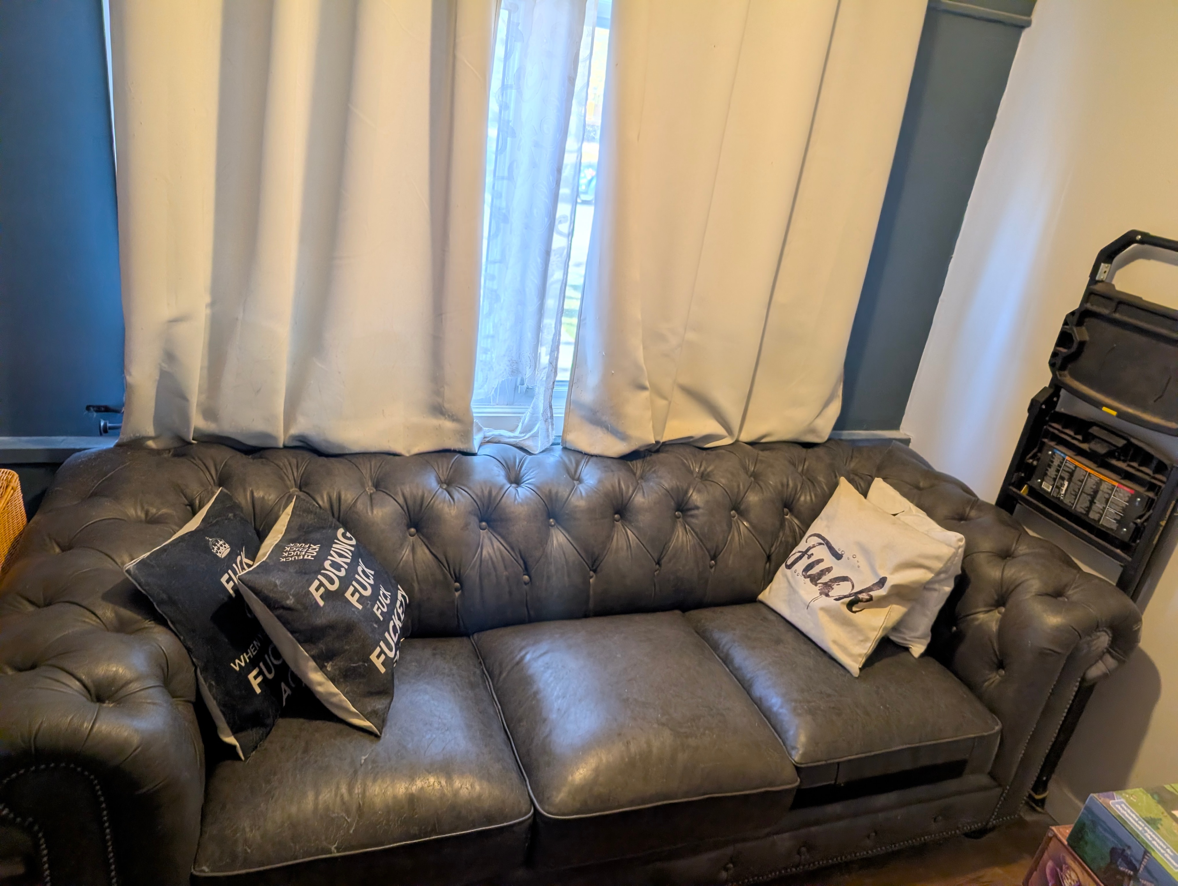 Leather couch, leather sofa- Dark Grey - Set of 2 - photo 2