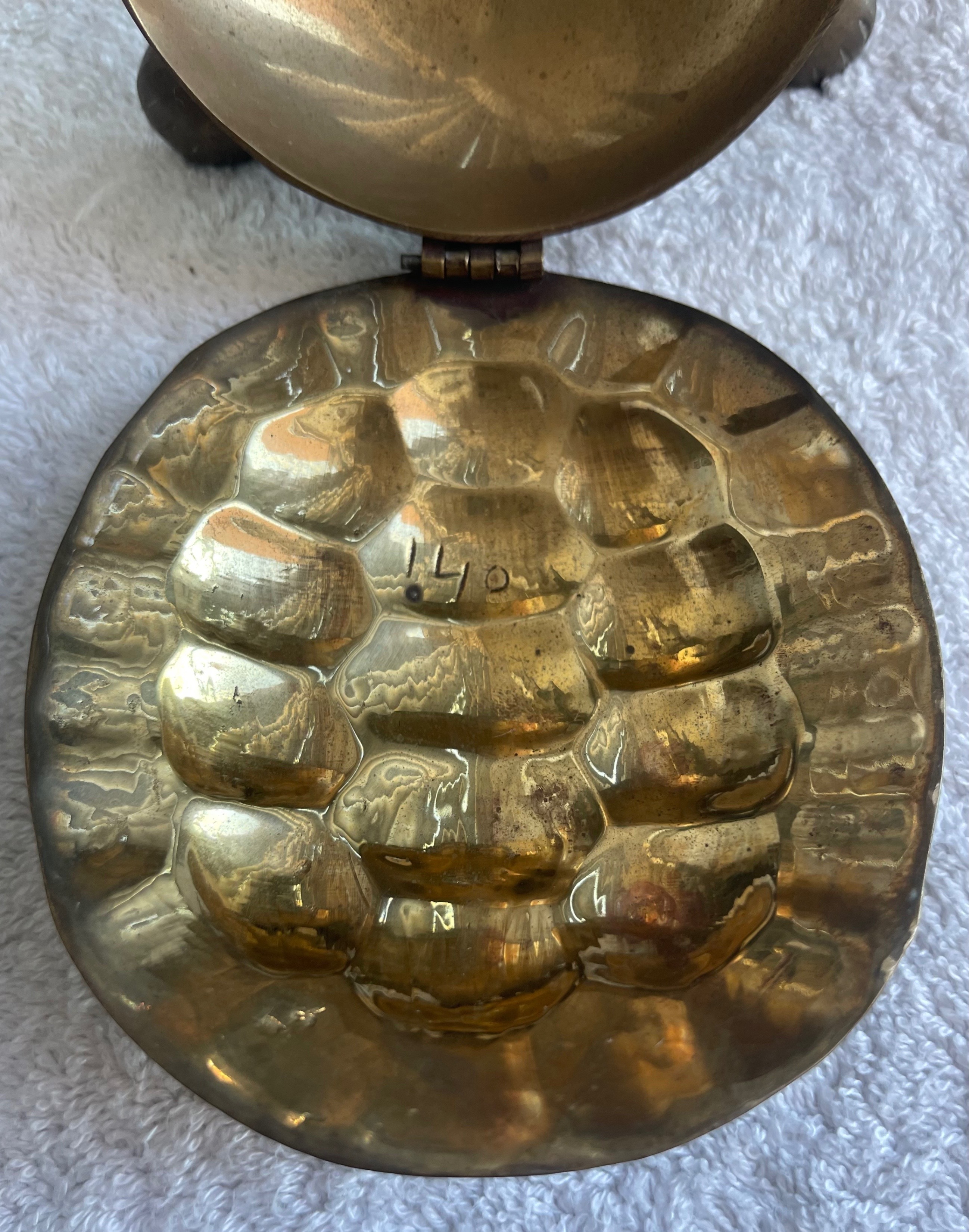 Vintage Solid Brass Turtle Trinket Dish (India) - photo 5