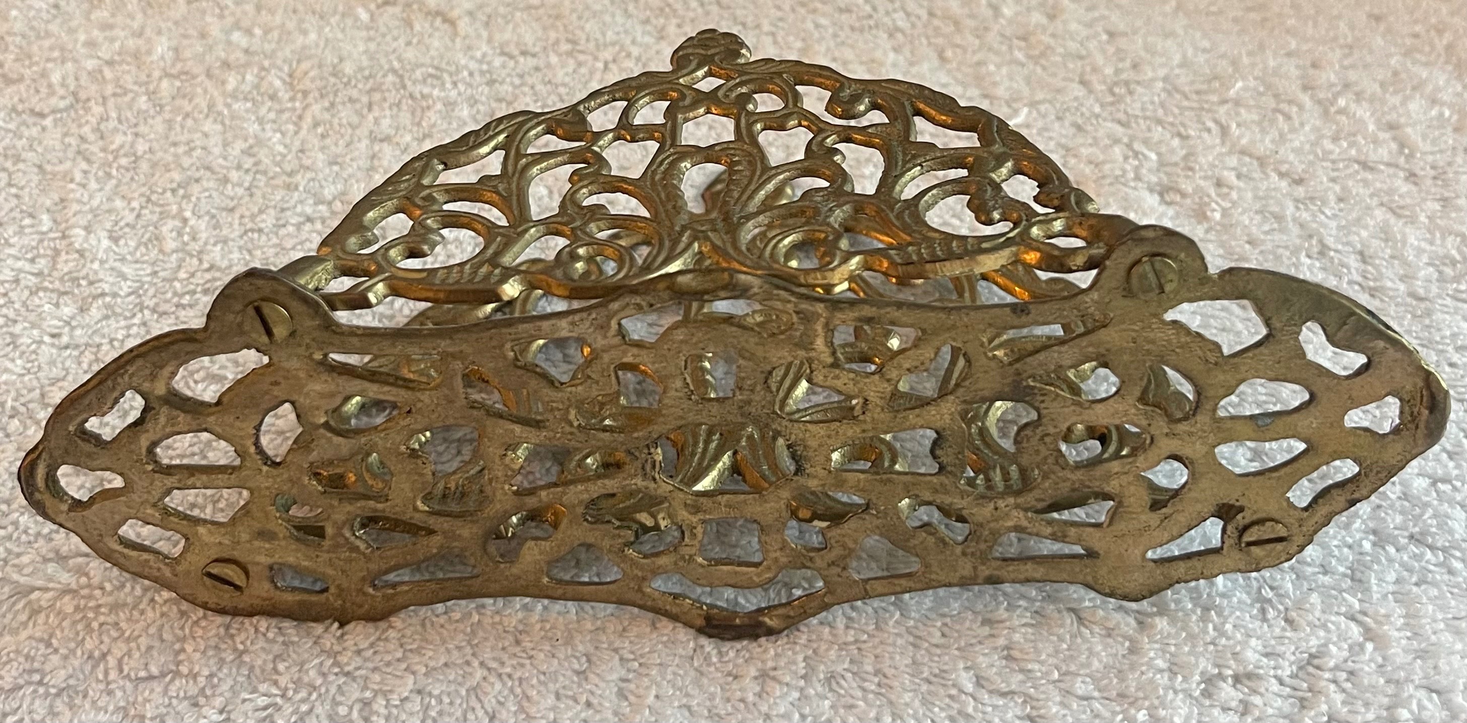 Vintage Ornate Solid Brass Napkin Holder / Letter Rack - photo 5