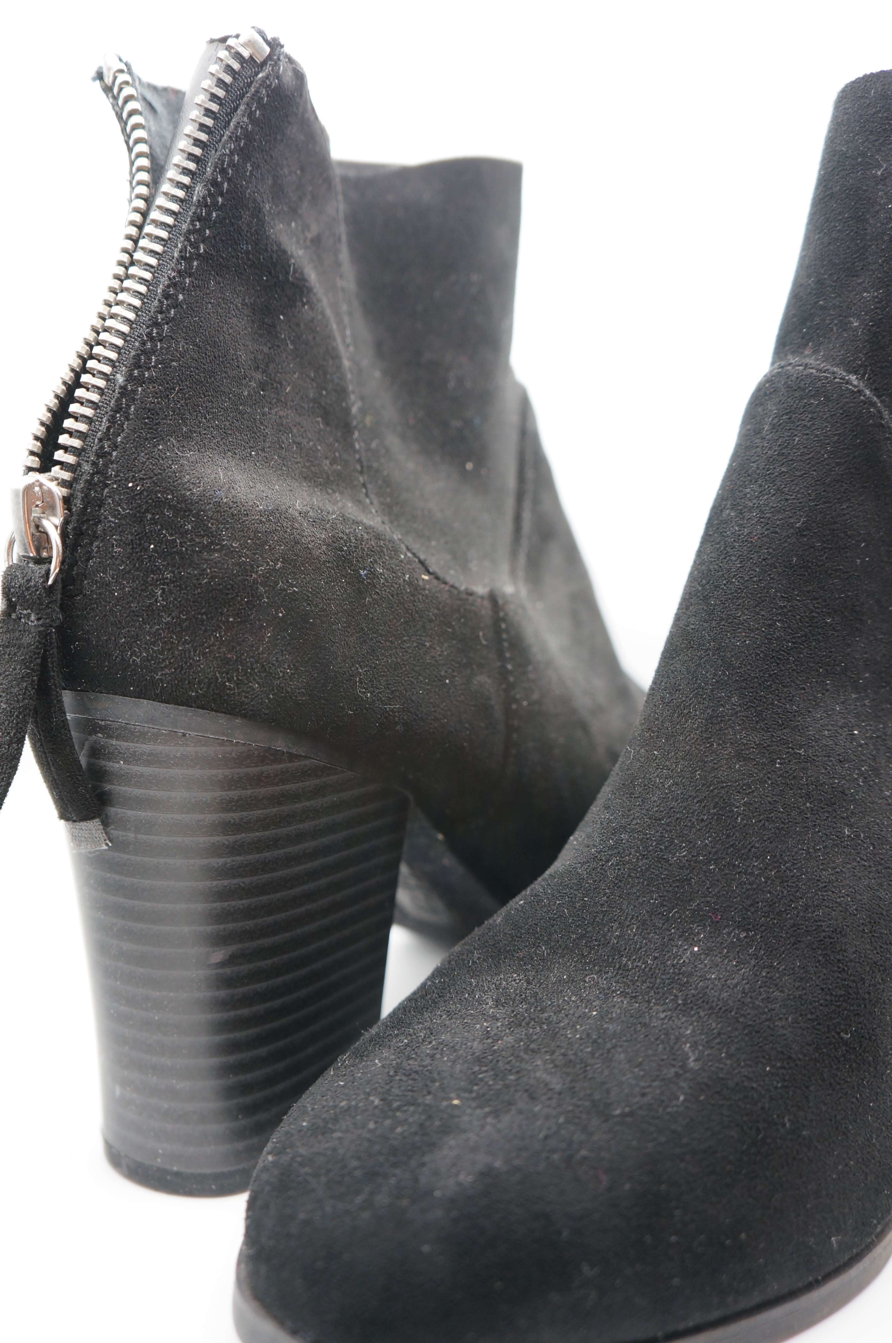 Black Suede Ankle Boots with Back Zipper - photo 4