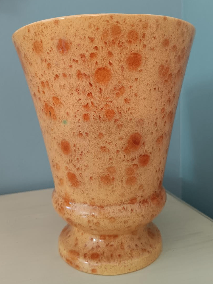 Vintage orange mottled ceramic planter Vase Urn - photo 2
