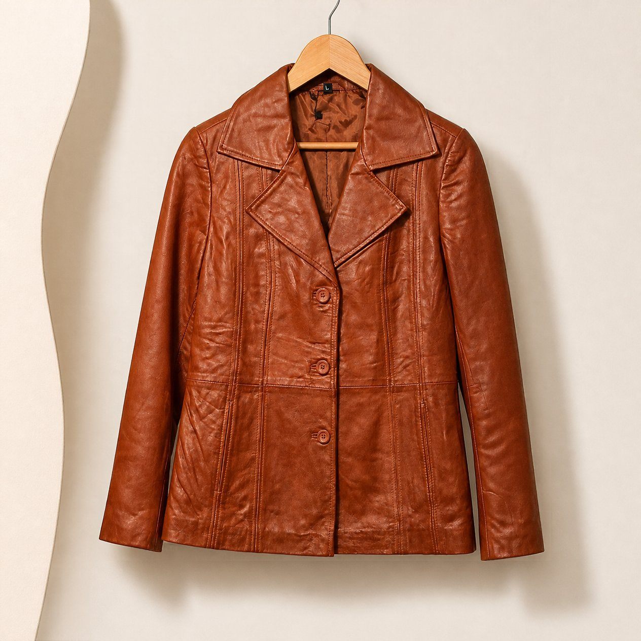 JKT-052 — Women's Bitonto leather blazer — brand new, size L - photo 2