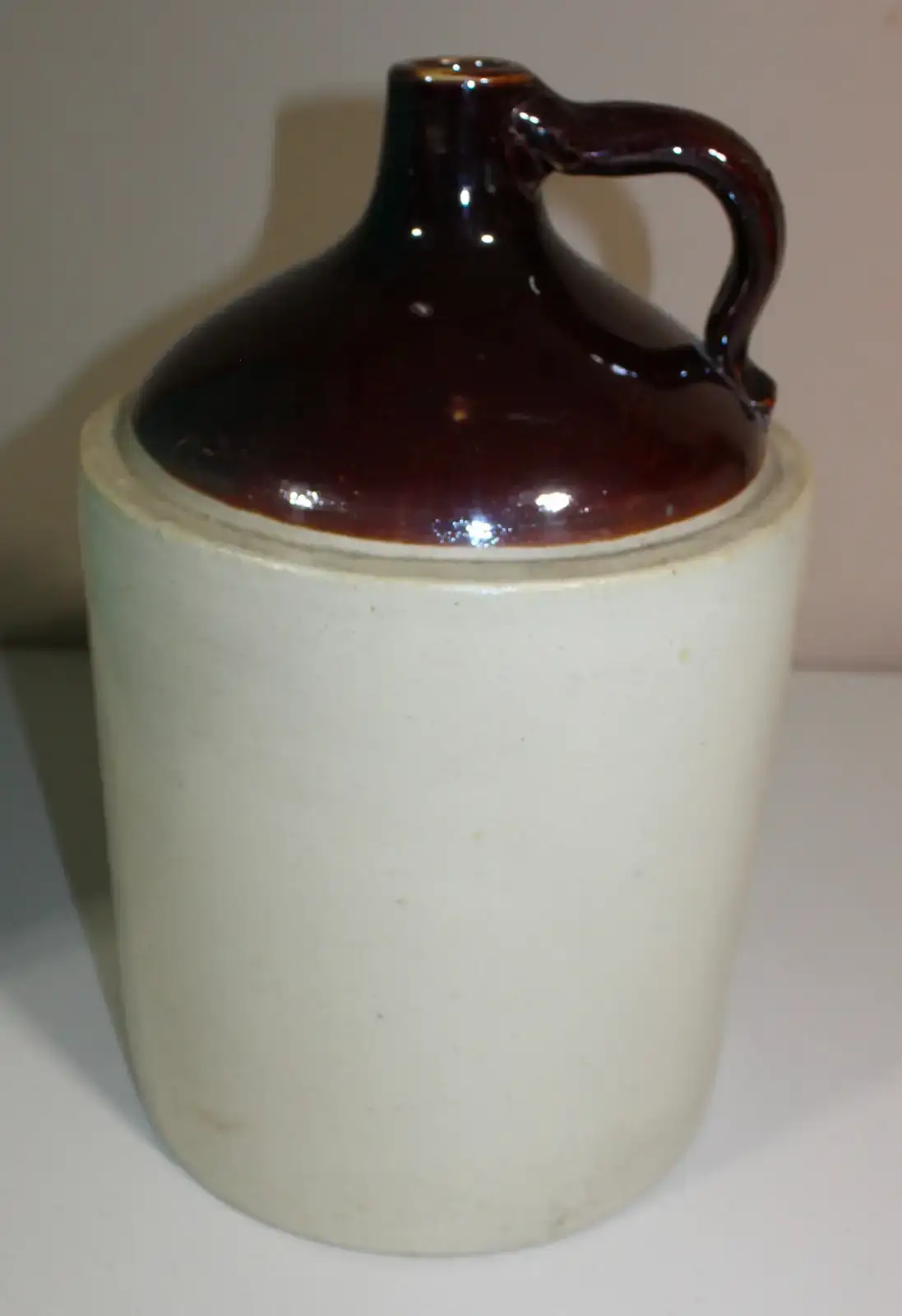 Antique Two-Tone Stoneware Whiskey Jug Primitive Moonshine Crock