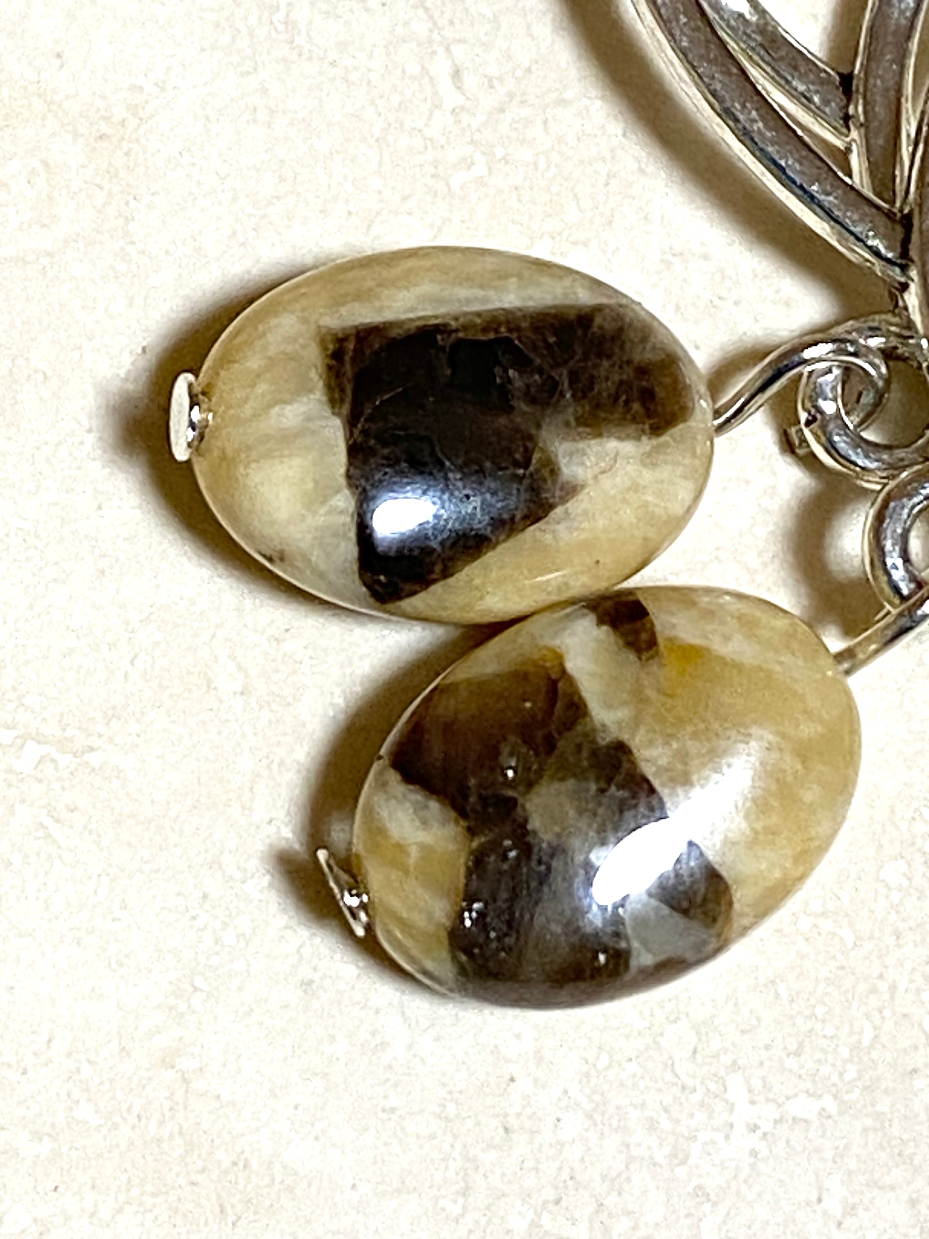 Septarian Stone Celtic Trinity Earrings, Sterling Silver Hook - photo 3