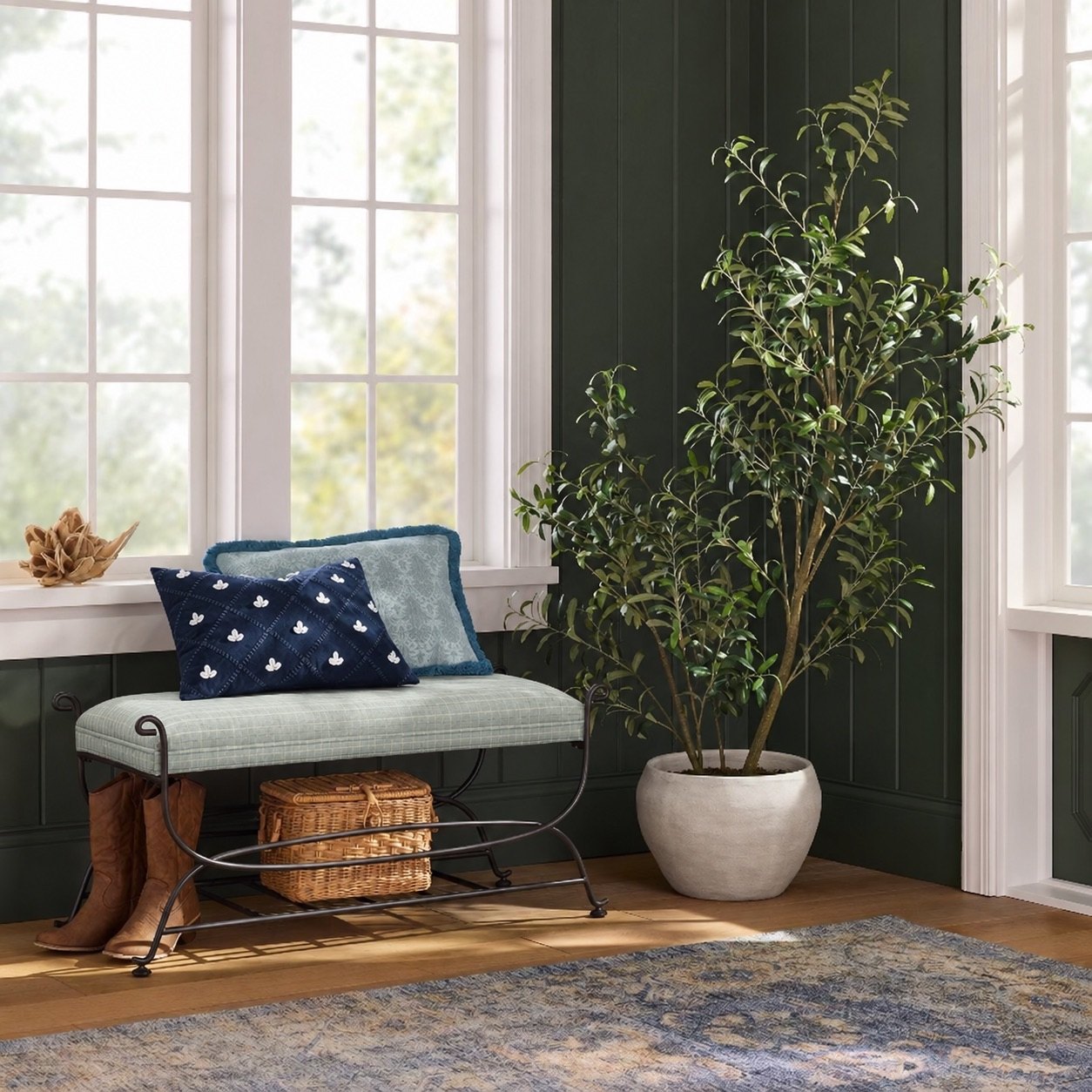 Threshold Studio McGee Fabric Upholstered Metal Bench - photo 2
