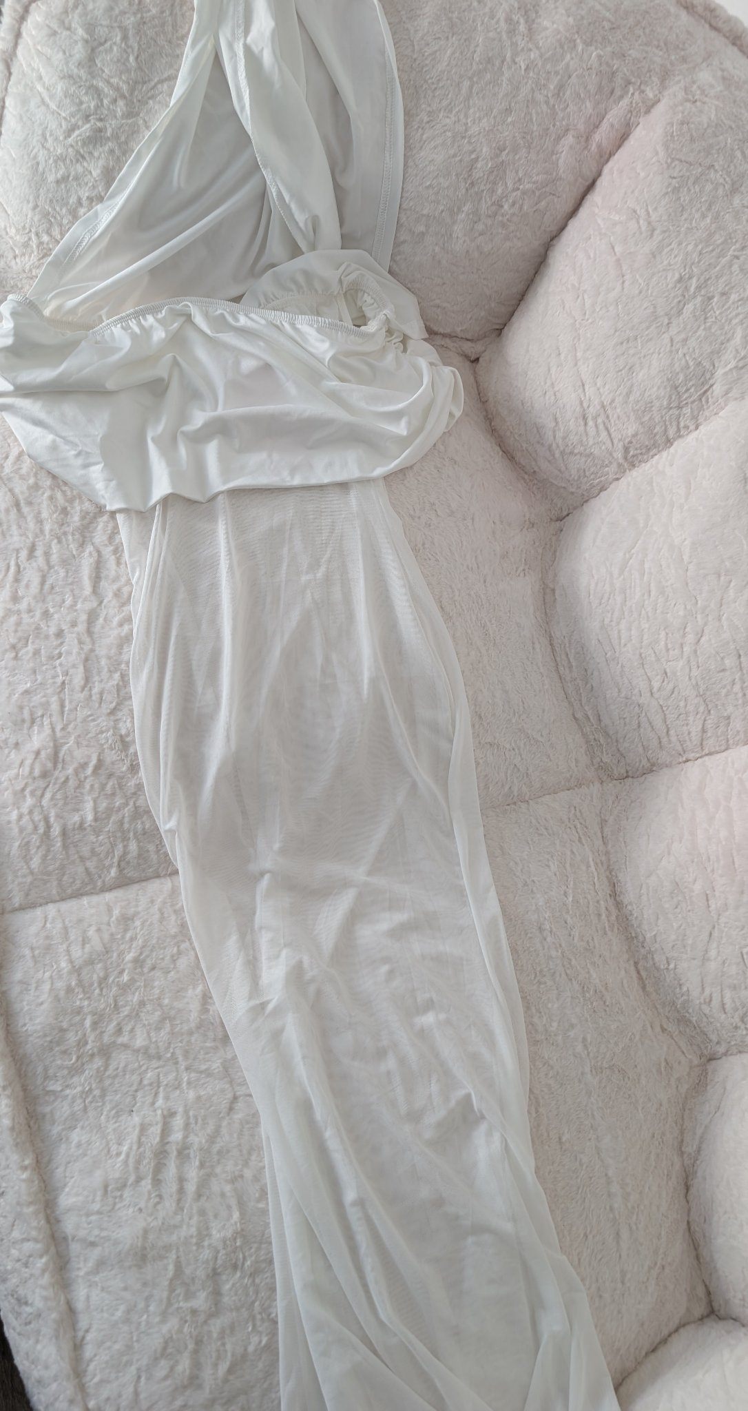 White Sheer Mesh Cover-Up Dress