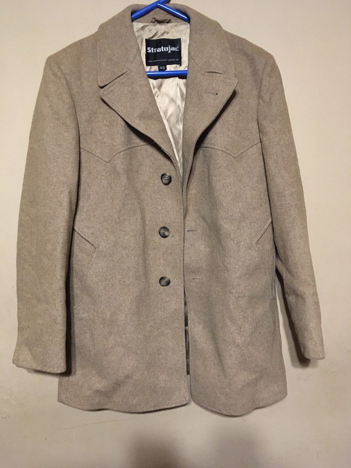 STRATOJAC WINER MANUFACTURING COMPANY MEN'S TAN WOOL JACKET S 40