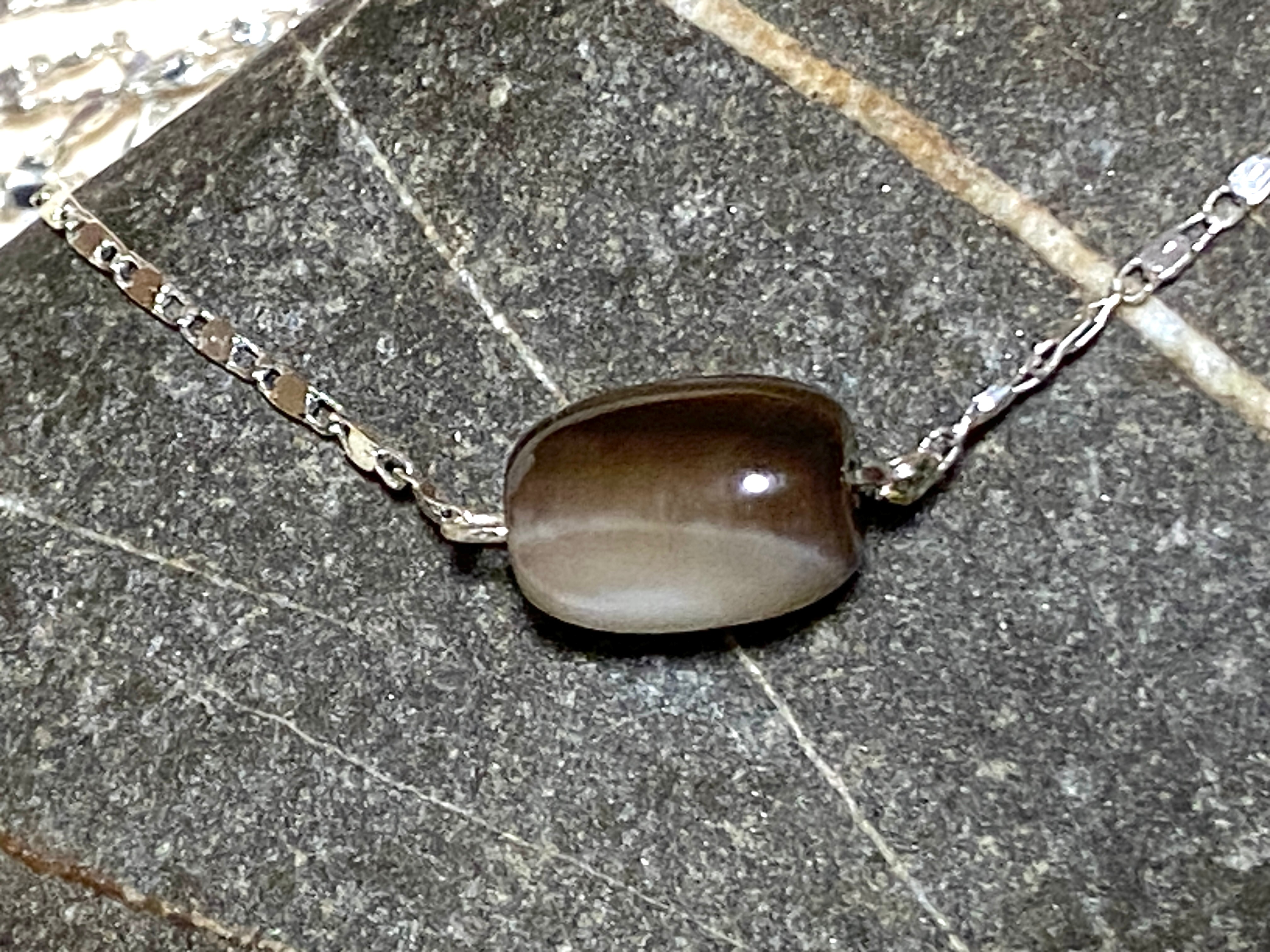 Natural Botswana Agate Short Necklace, Stainless Chain - photo 5