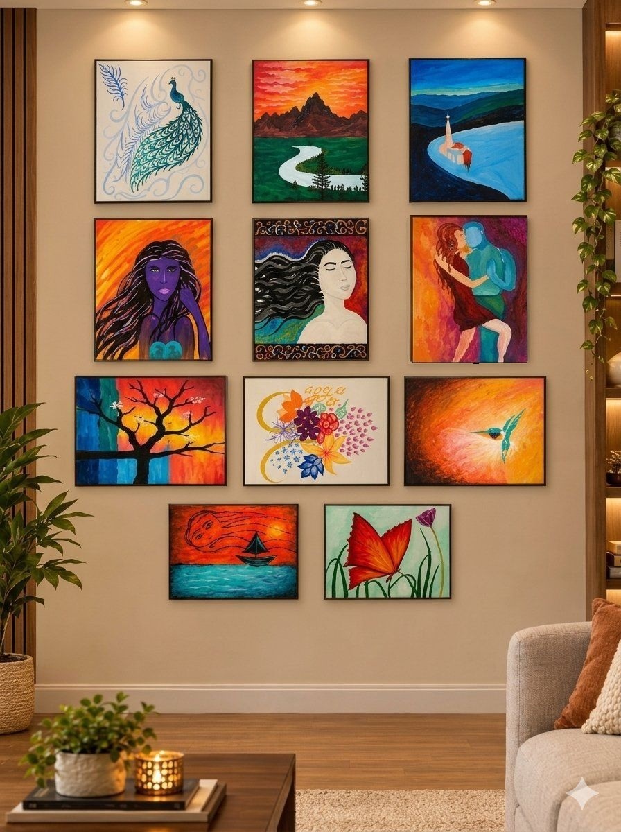 12 Flat Solid Paintings