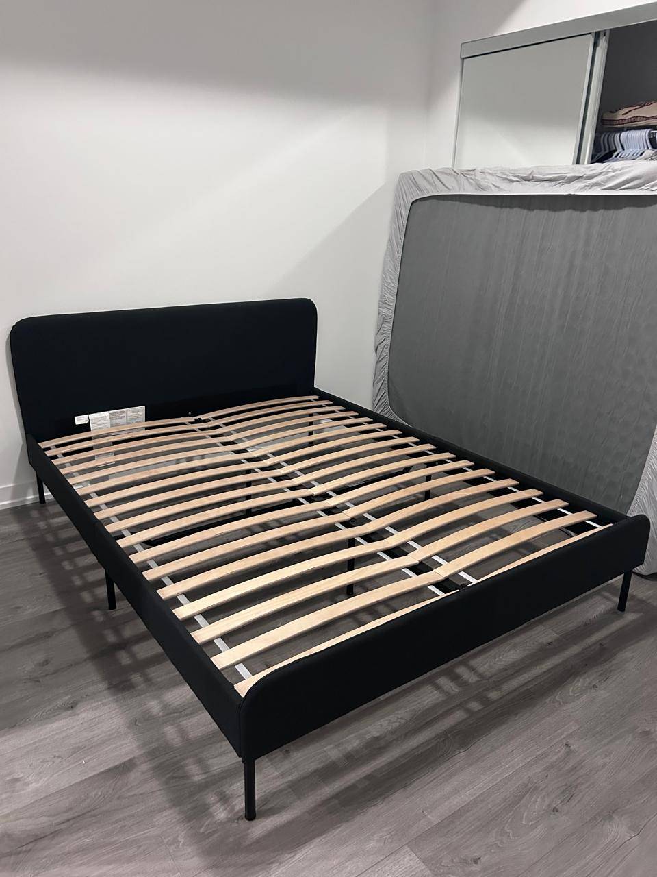 IKEA Black Upholstered Bed Frame – Mattress Optional - photo 2