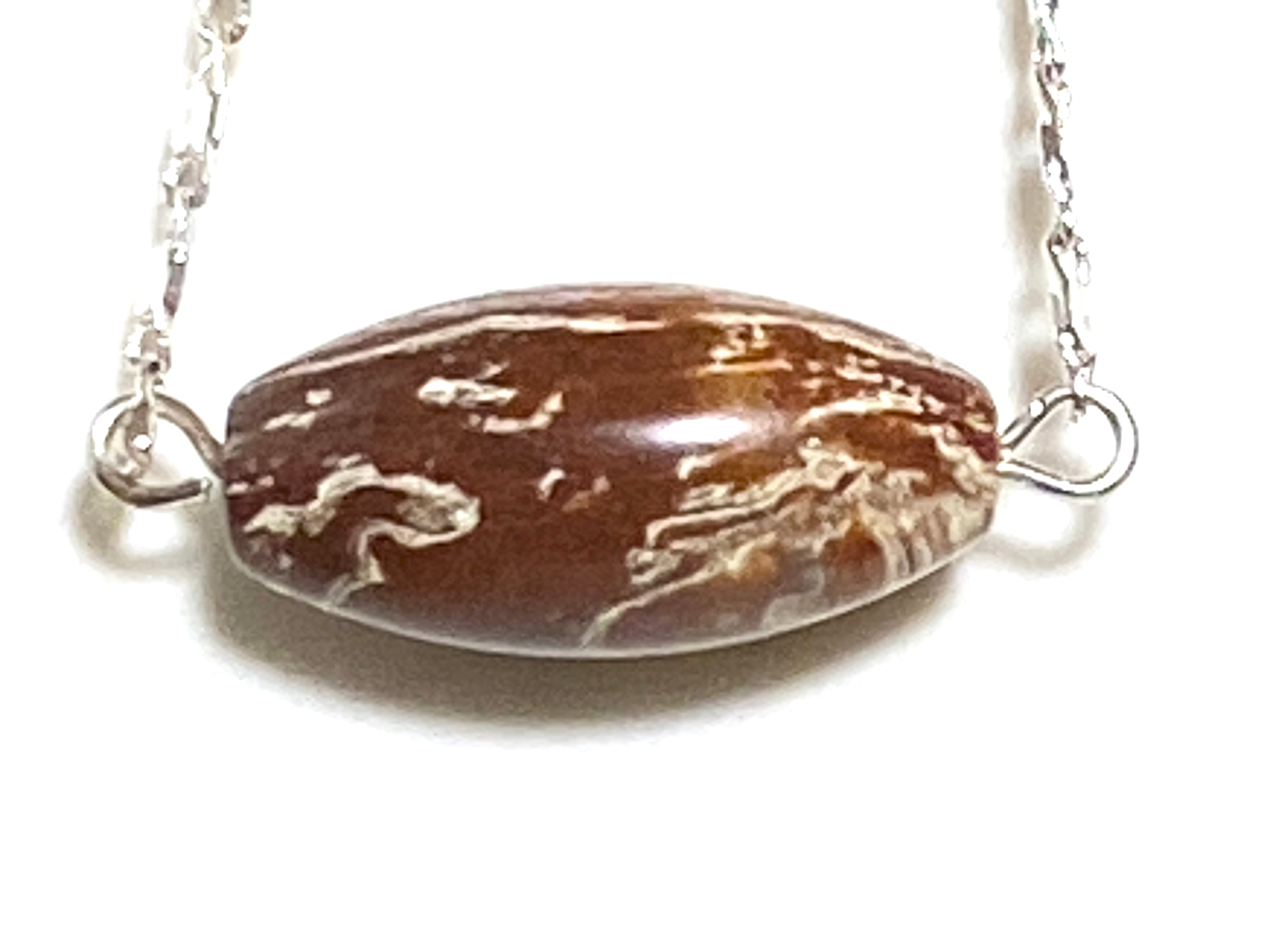 Earthy Convoluted Jasper Short Necklace, Stainless Chain - photo 4