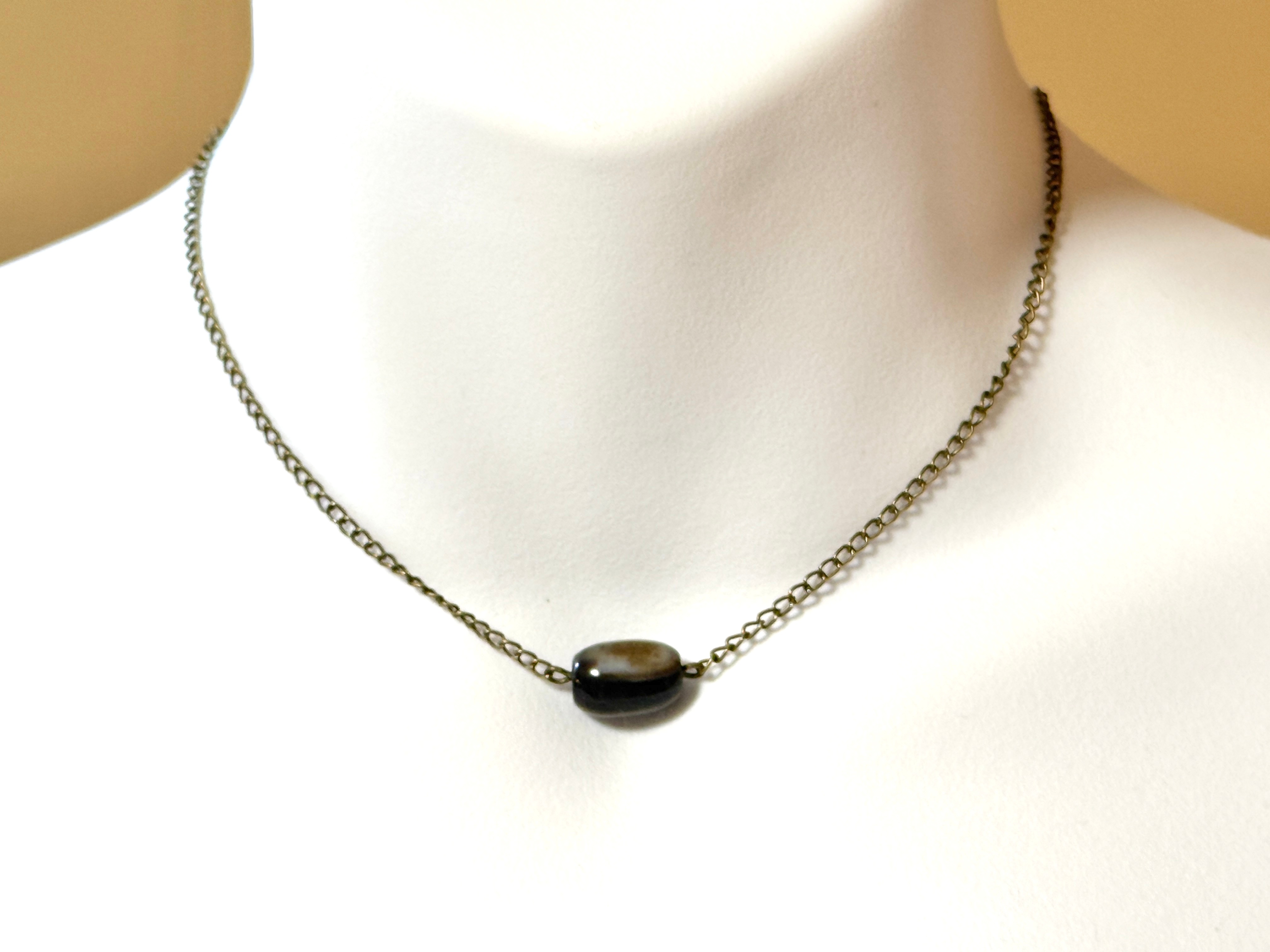 Earthy Botswana Agate Short Necklace, Bronze Chain - photo 2