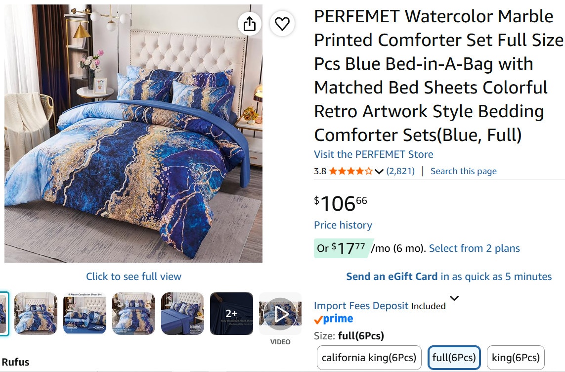 PERFEMET Marble Printed Full Size Comforter Set - photo 4