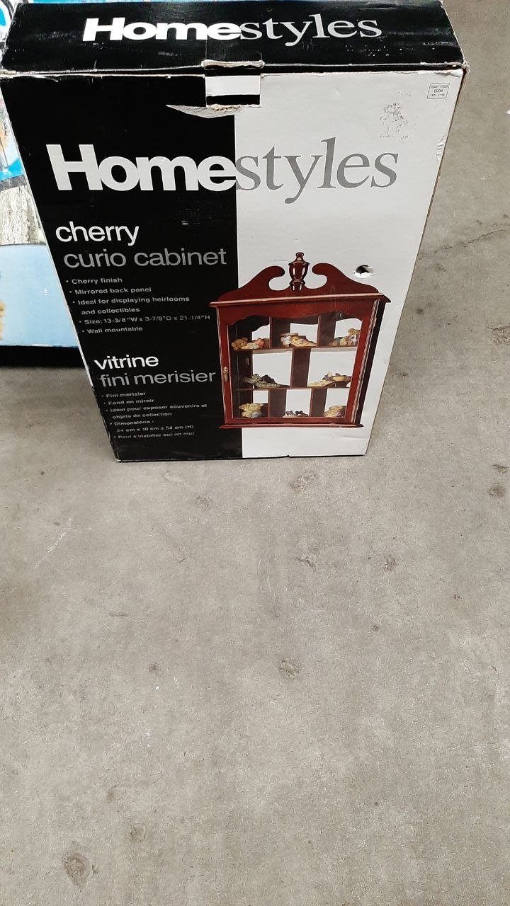 Homestyles Cherry Curio Cabinet – Wall Mount, In Box - photo 2