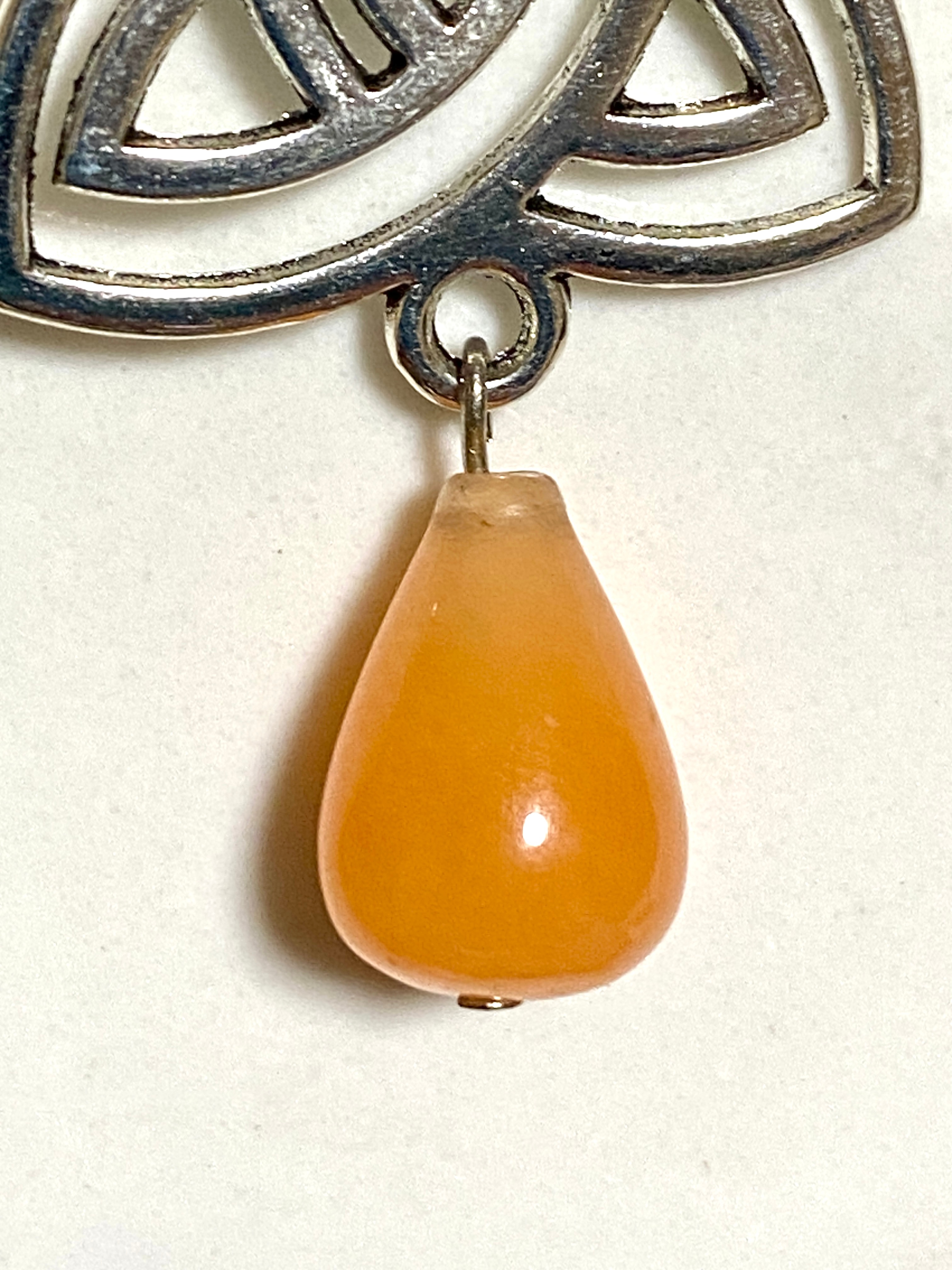 Orange Carnelian Agate Triqueta Earrings, Sterling Silver Hook - photo 5