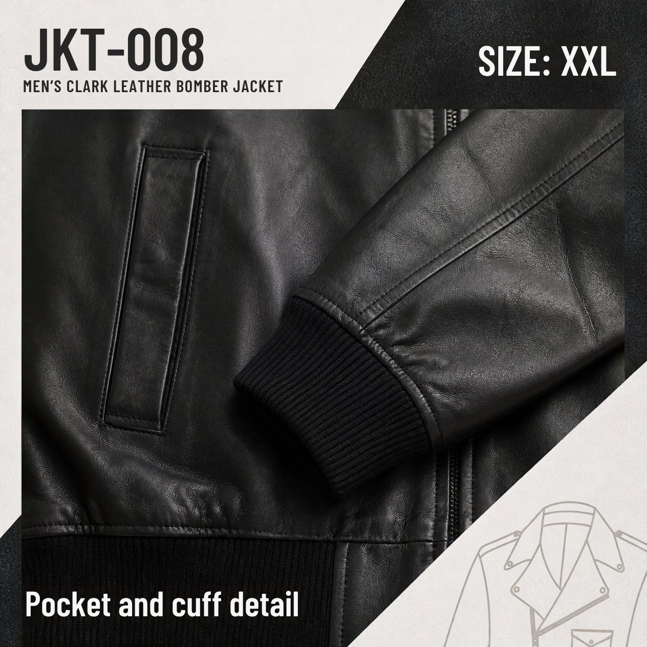 JKT-008 — Men's Clark leather bomber jacket — brand new size XXL - photo 4