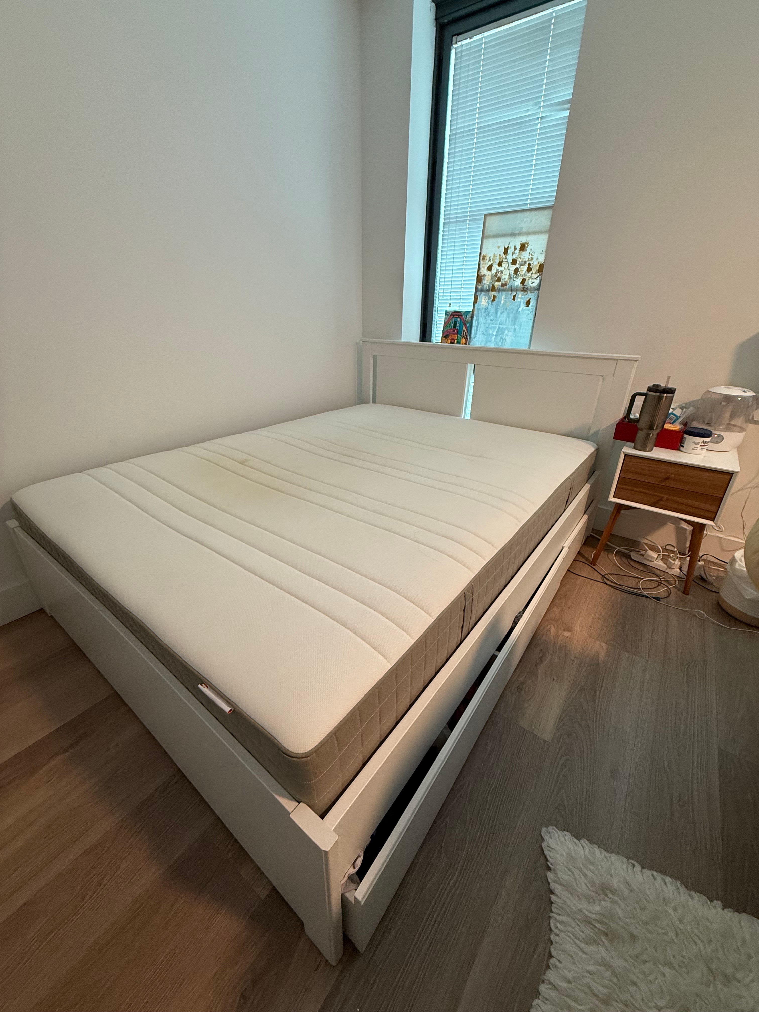 Queen-size Bed Frame (with Drawers) & Mattress (@LIC)