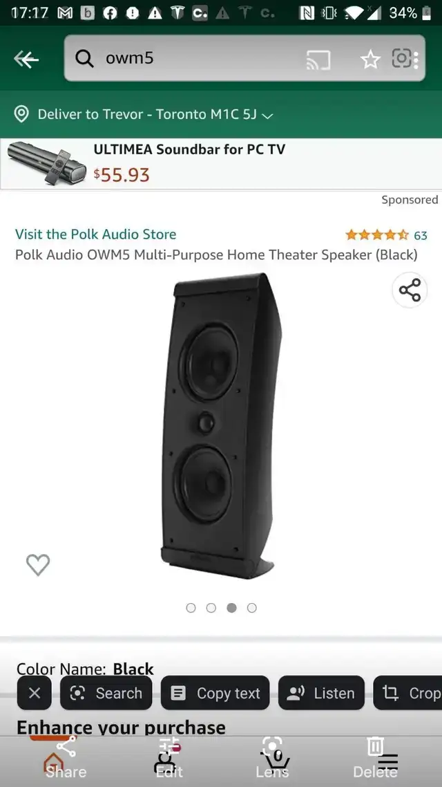 NEW Polk Audio OWM5 Home Theatre Speakers - Pair, Never Used - photo 2