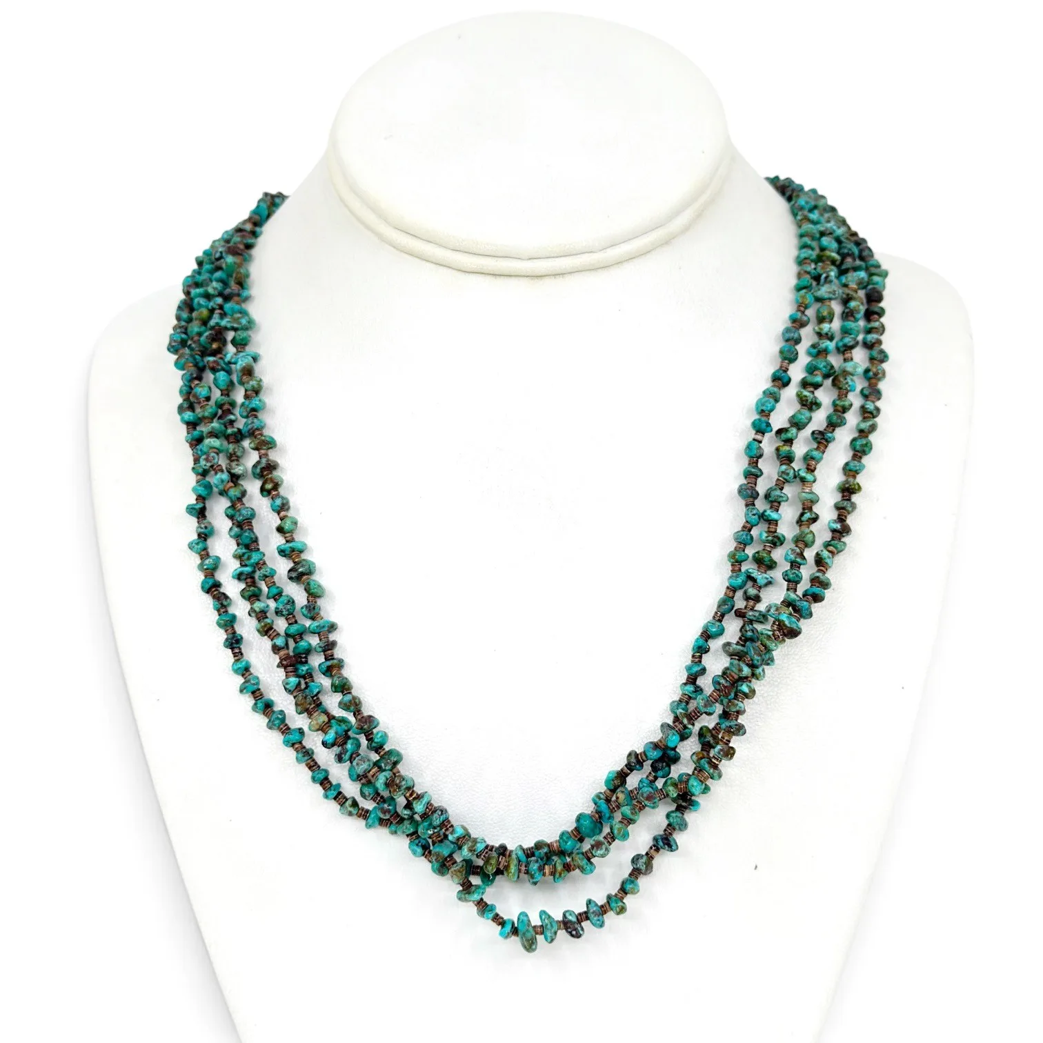 Old Navajo Turquoise Heishi shell bead necklace - photo 2