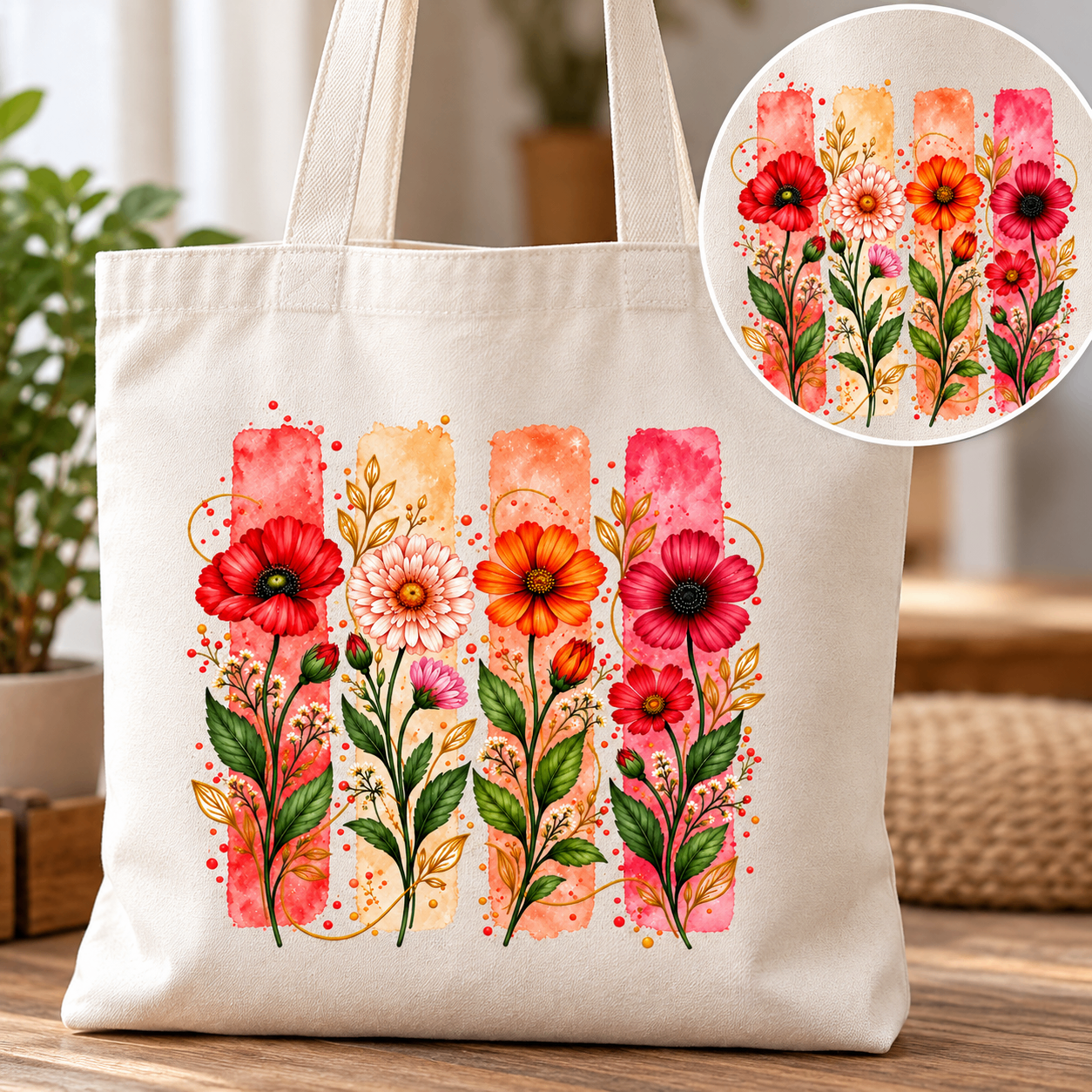 Floral Watercolour Canvas Tote Bag 🌸