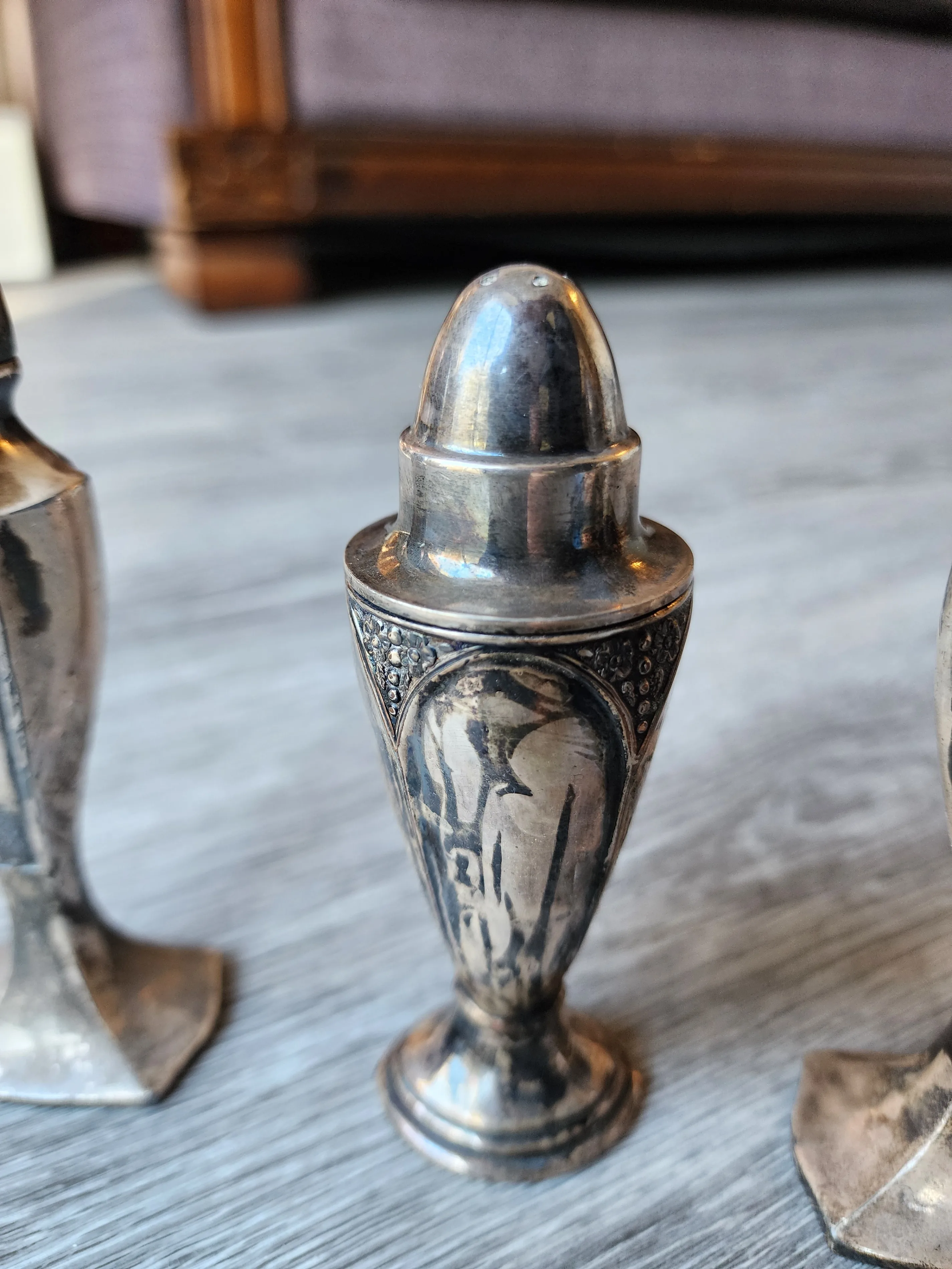 Vintage Silverplate Zinc Salt & Pepper Shakers 2 Pairs - photo 5