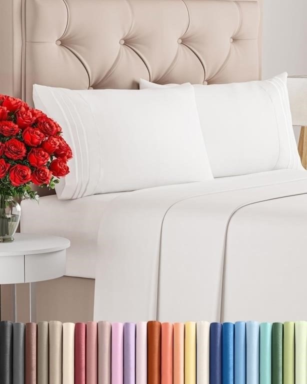 CGK Linens King Sheet Set 4-Pc Microfiber White