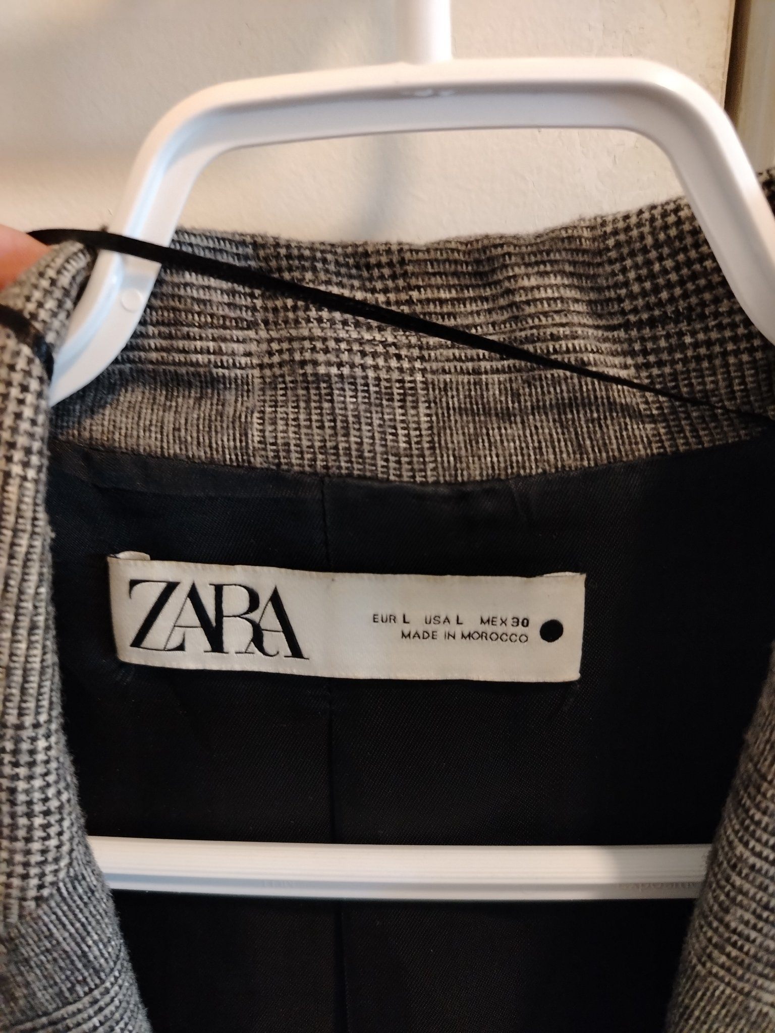 Zara Blazer – Grey Plaid, Double-Breasted, Size L - photo 2