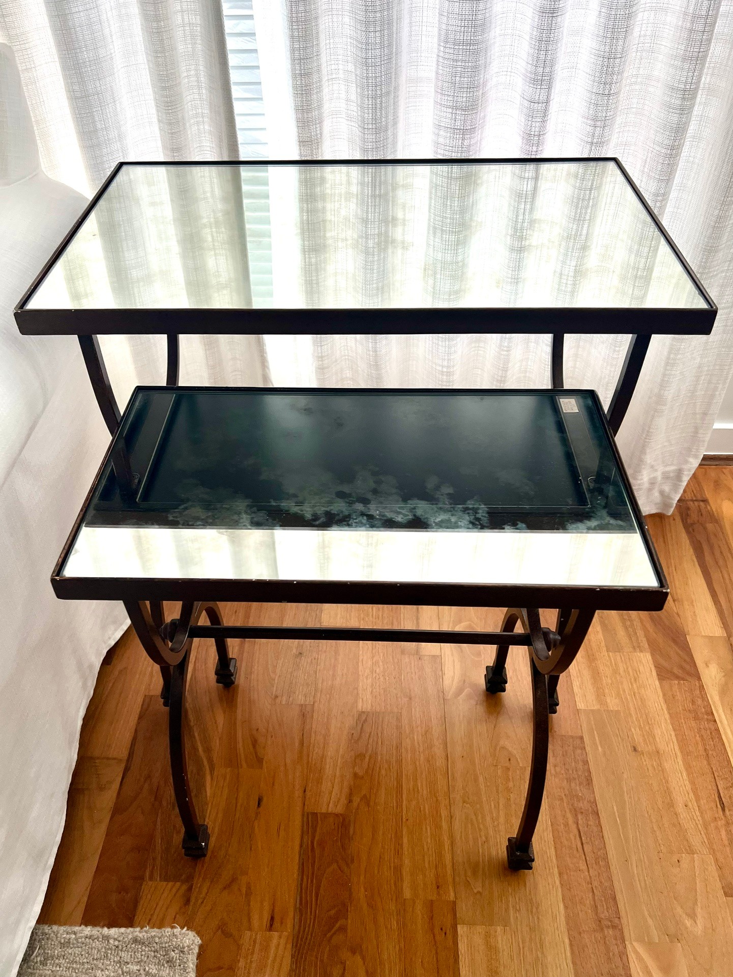 Pottery Barn Iron & Glass Nesting Tables – Set of 2 - photo 5