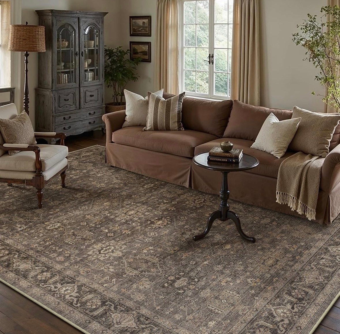 8x10 Rug Washable Brown Vintage Low Pile - photo 4
