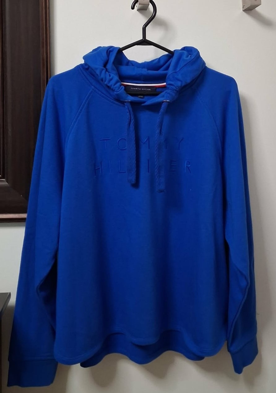 New Tommy Hilfiger Women Blue Embroidered Logo Hoodie Medium - photo 2