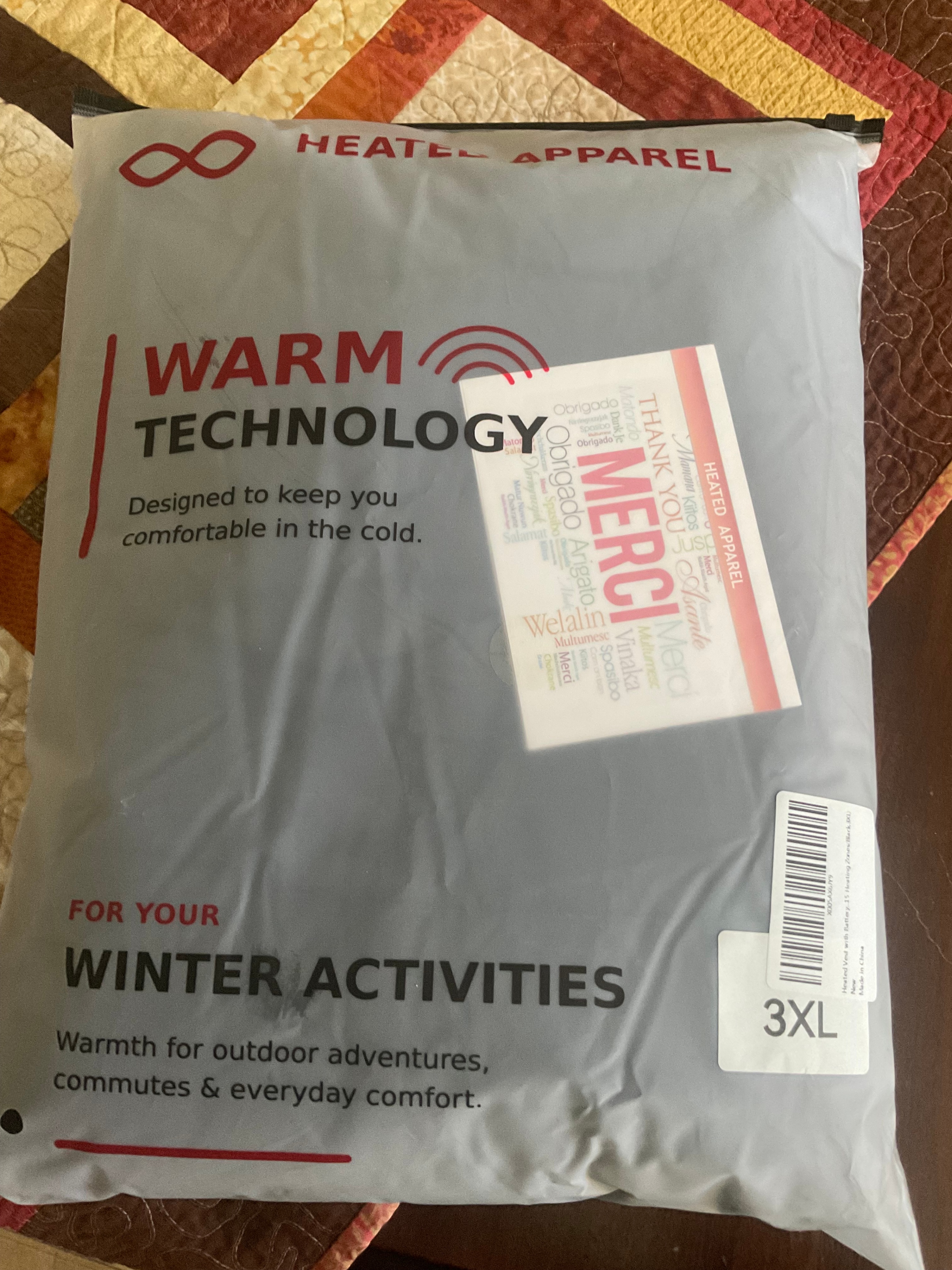 Men's Heated Vest, Lightweight with 15 zones, 3XL