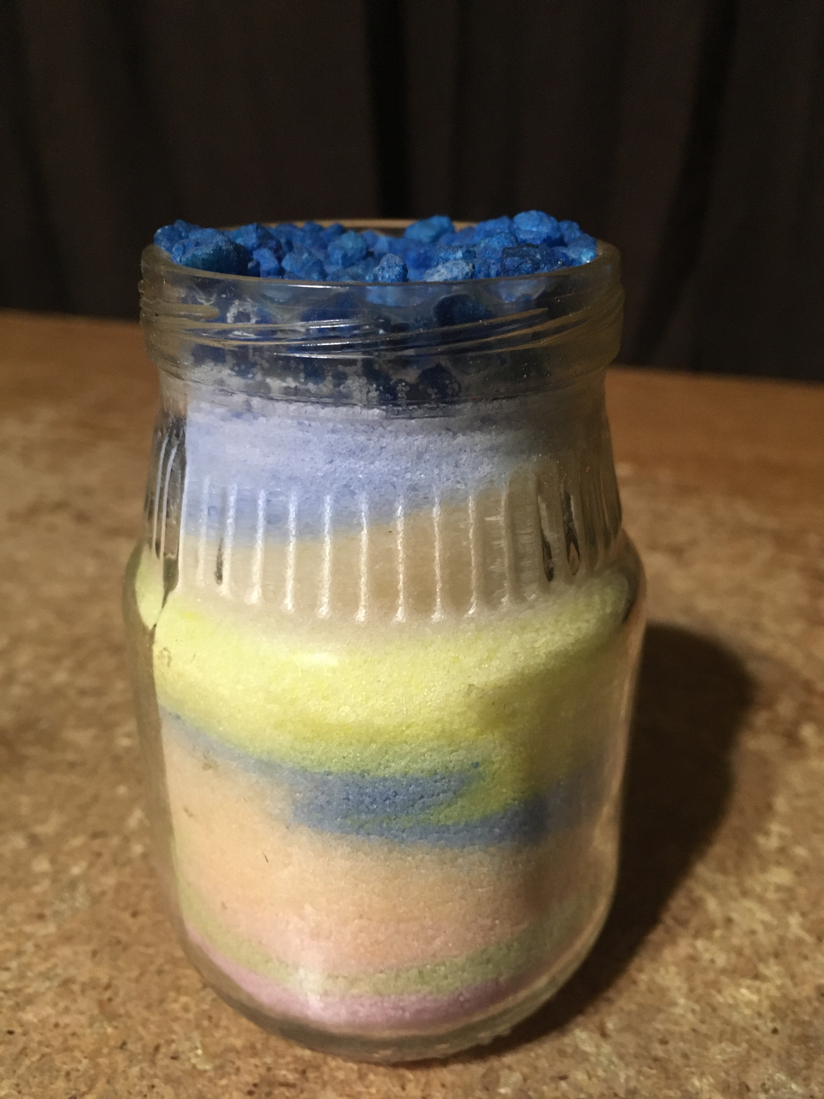 RAINBOW SAND ART GLASS JAR HANDMADE 3.75" - photo 2
