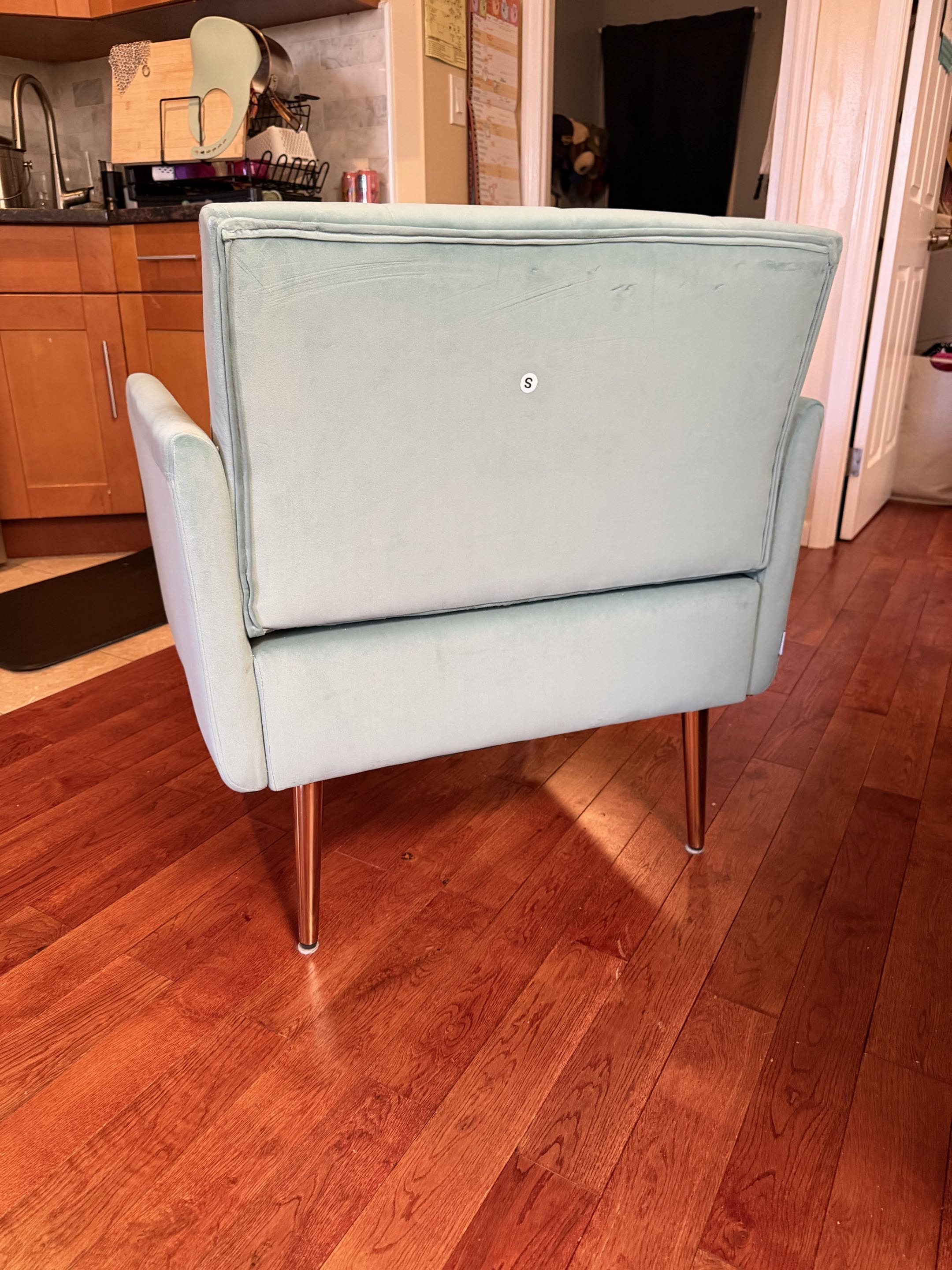 Blue/Green Velvet Armchair - photo 3