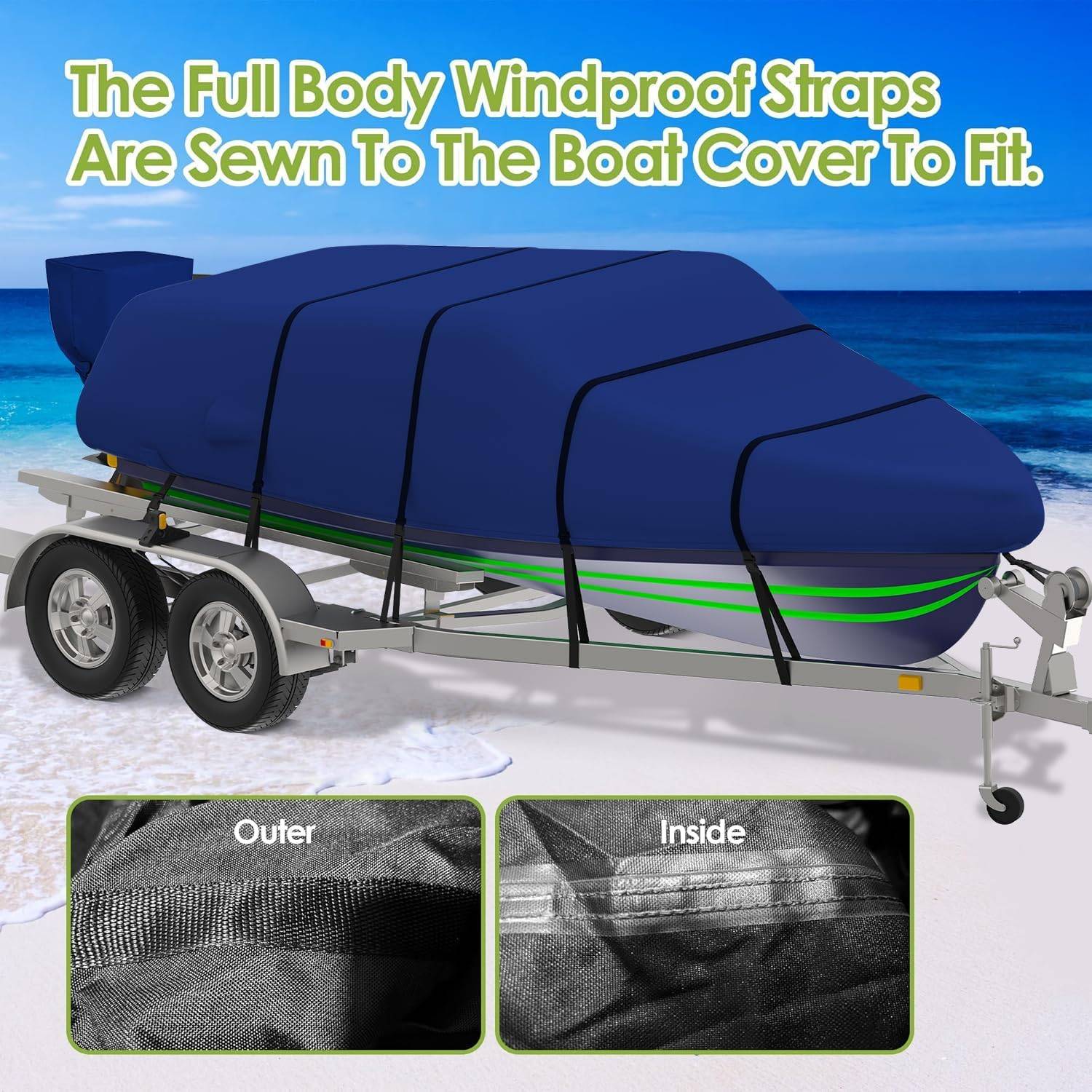 22-24 FT Heavy Duty Boat Cover, Waterproof UV Resist 102 Beam - photo 4