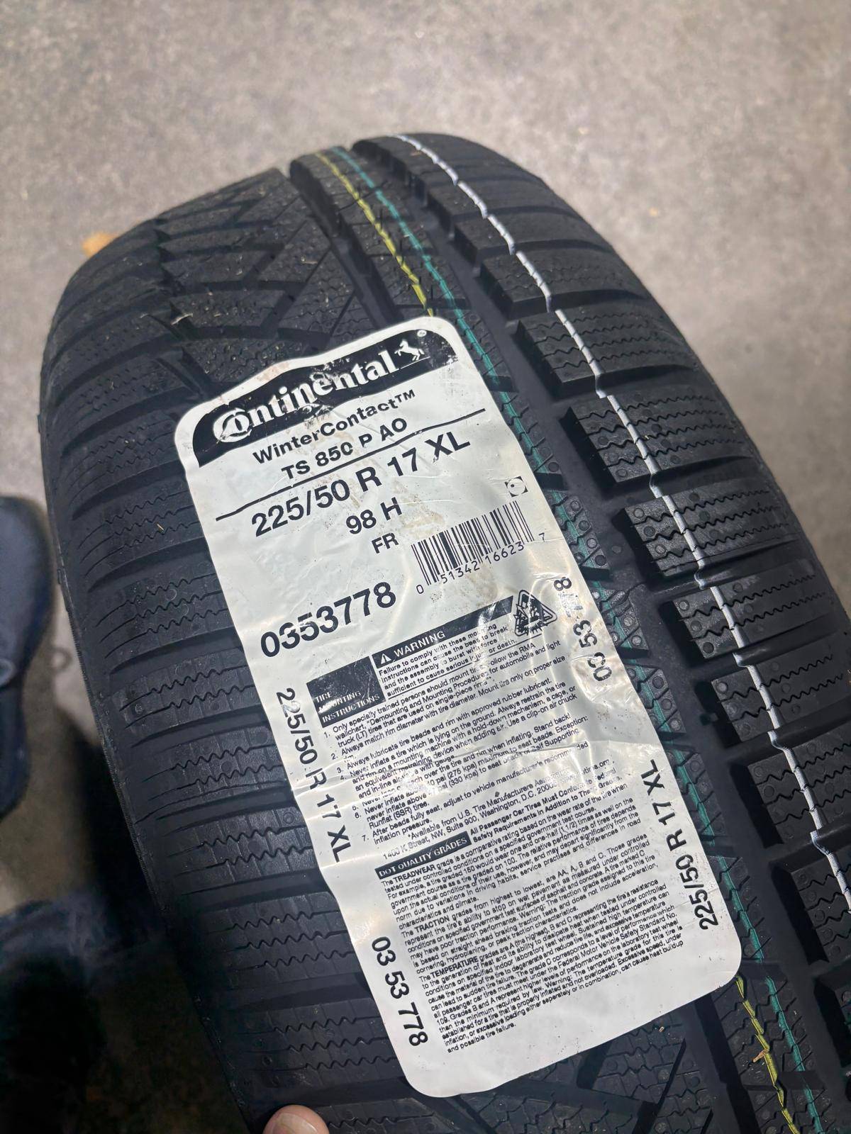 NEW 225/50/R17 Continental snows-BMW 3 & 4 Series/X1/C Class/A4