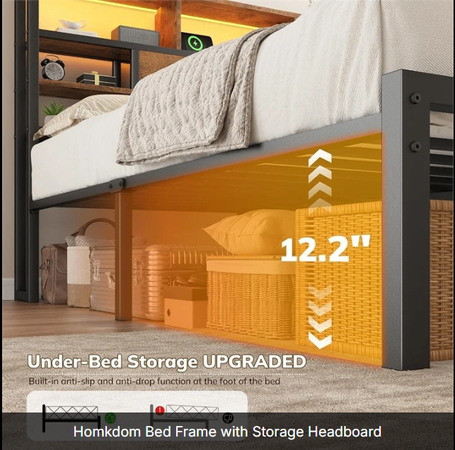 Homkdom Bed Frame with Storage Headboard $400 (originally $625) - photo 2