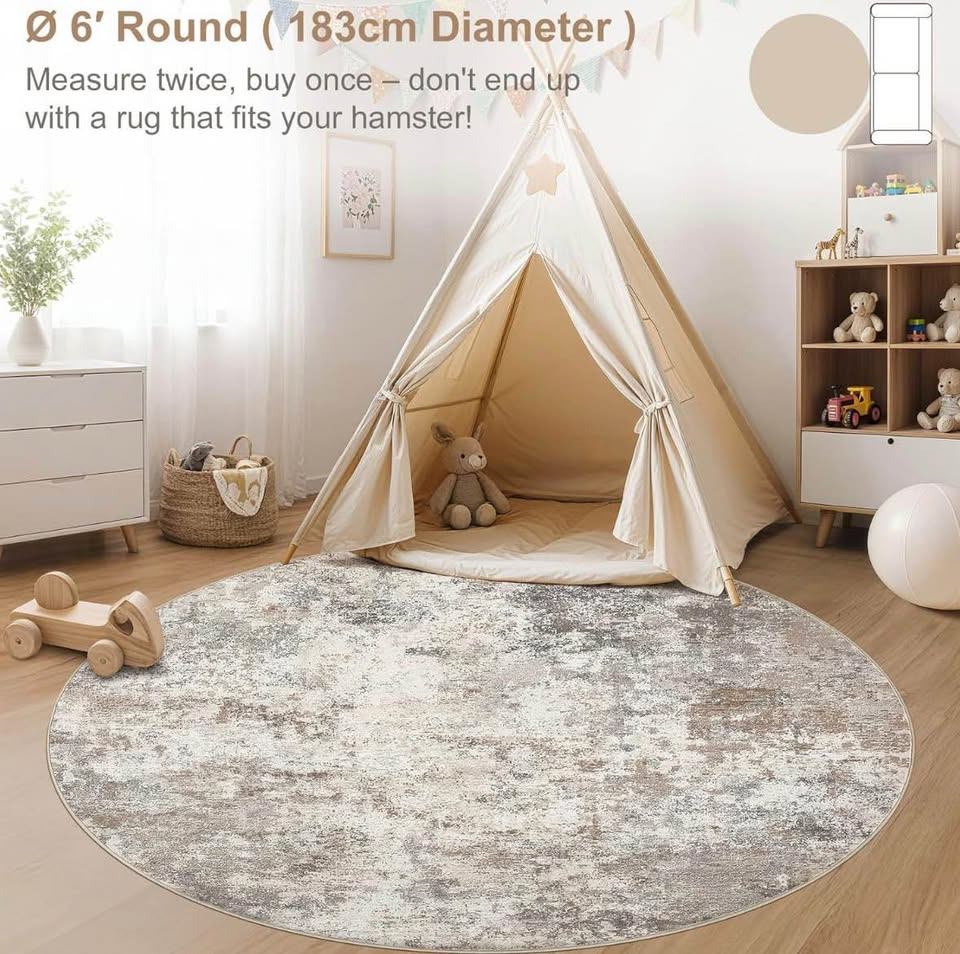 New 6ft Round Area Rug Carpet Washable Low Pile - photo 2