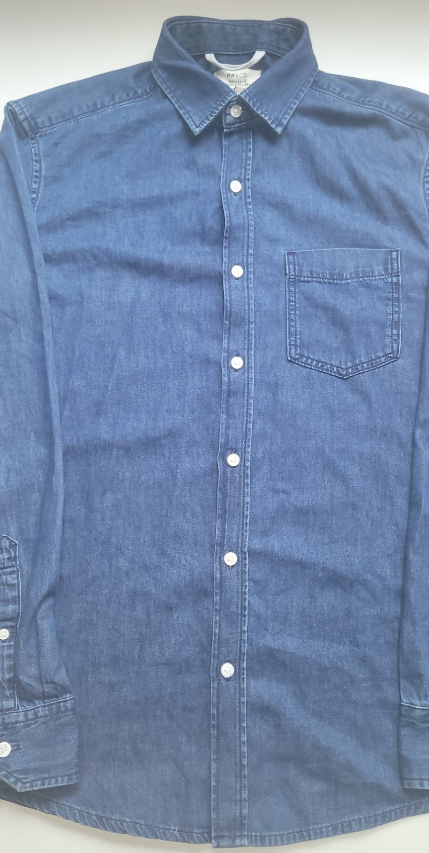 WR&CO Blue Denim-Style Button-Up Shirt – Size M