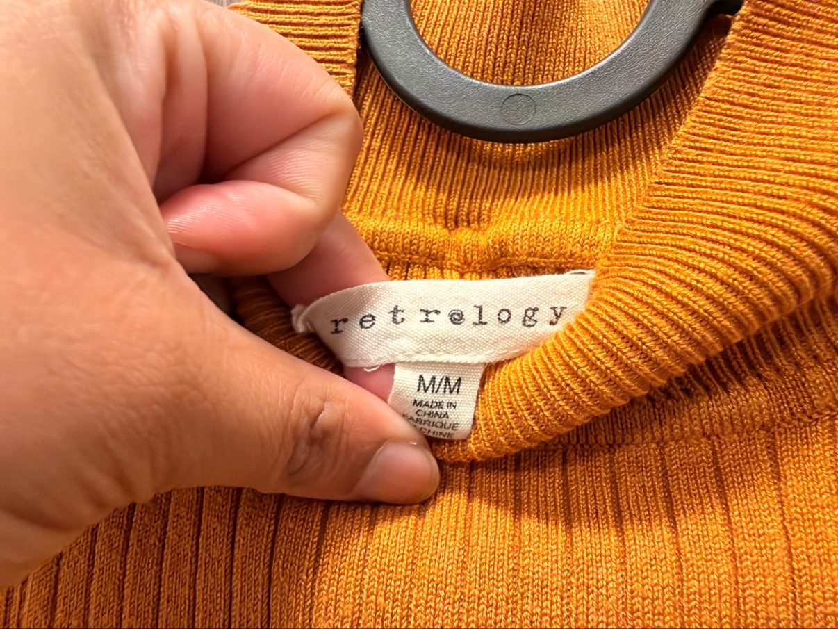 Retrelogy Mustard Ribbed Mock-Neck Top, Size M - photo 3